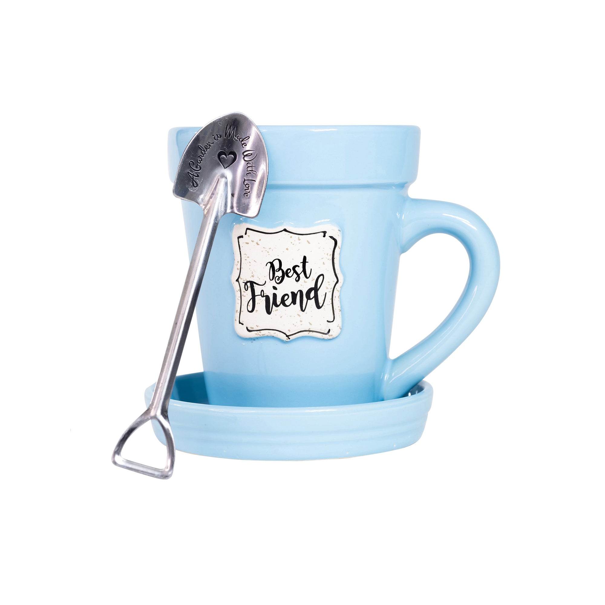 Blue Flower Pot Mug - "Best Friend"