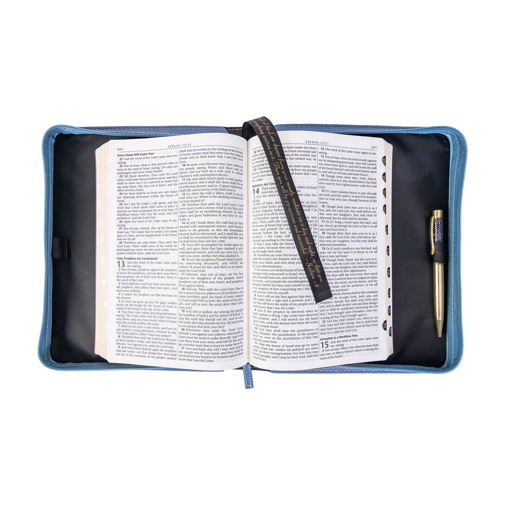 Divine Details: Bible Cover - Blue Tile w/Gem