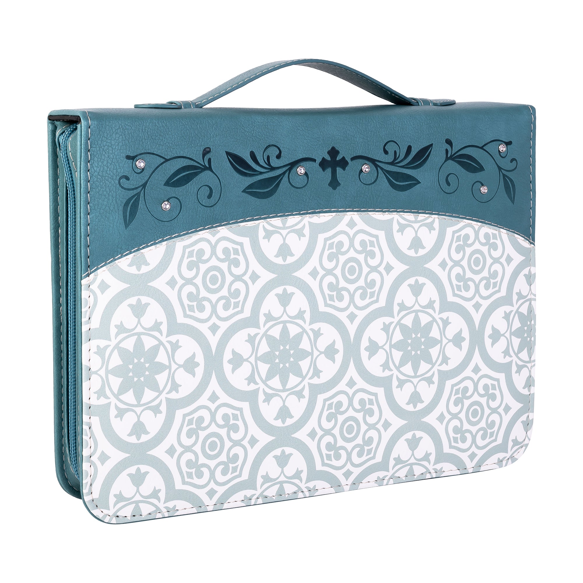 Divine Details: Bible Cover - Teal Tile w/Gem