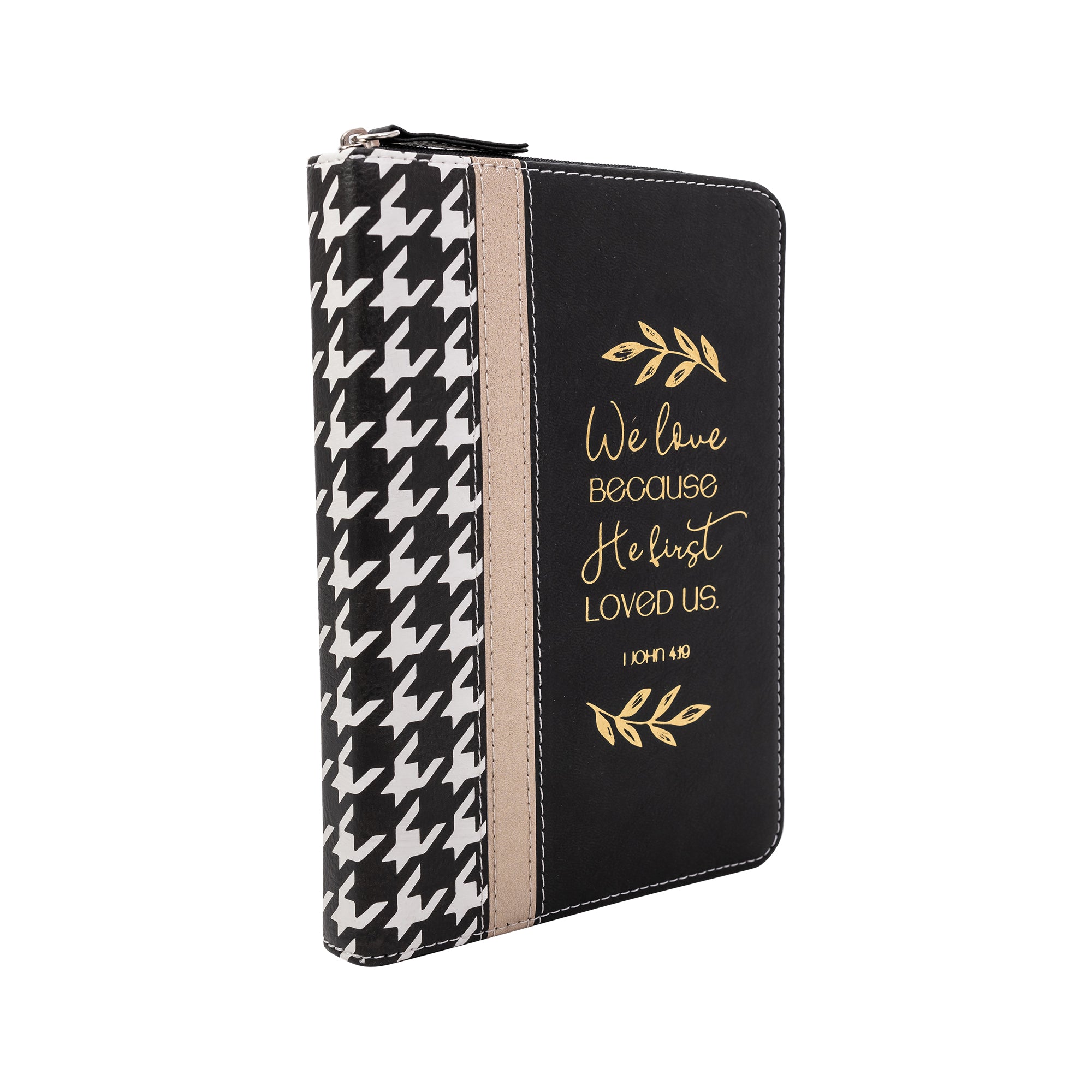 Zippered Journal: Houndstooth w/Gold