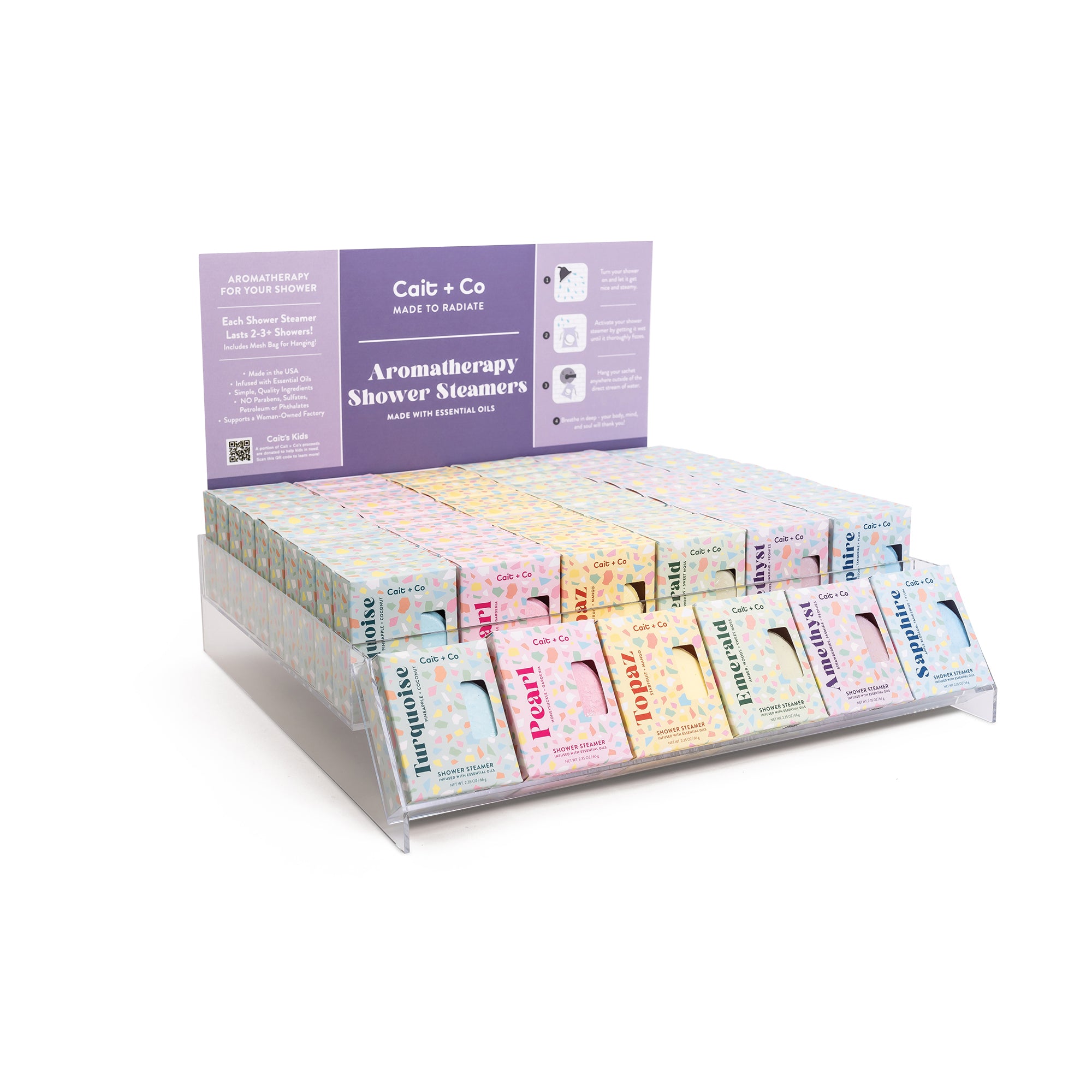 Gem Aromatherapy Shower Steamer Counter Display with fill