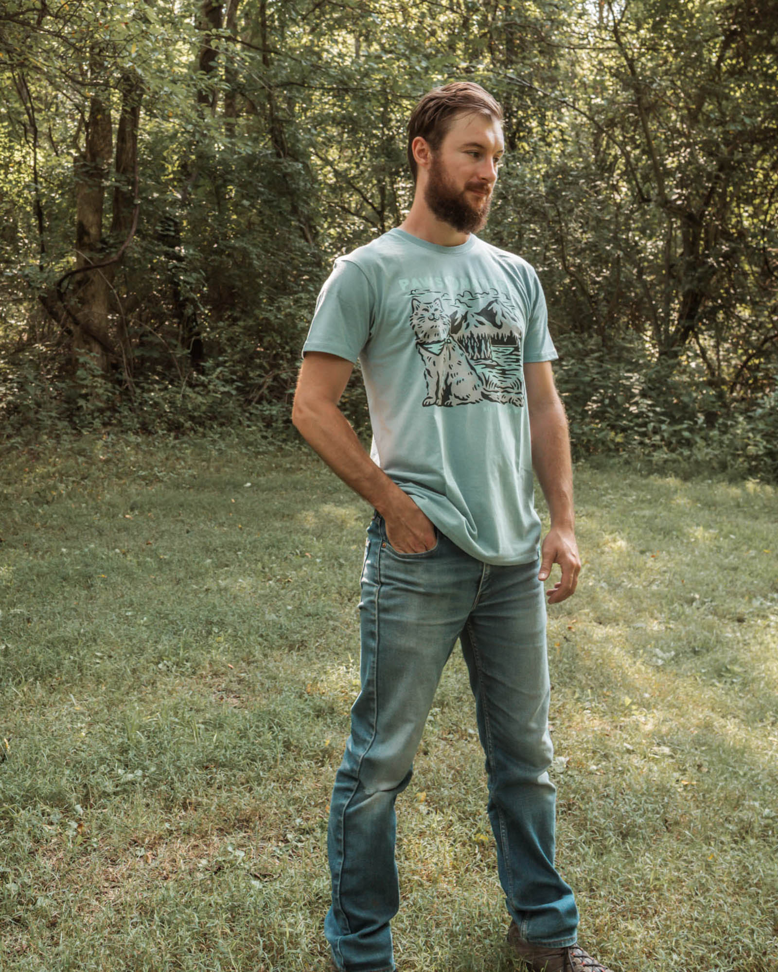 Cat Paws in Nature Unisex Tee | Morning Mist