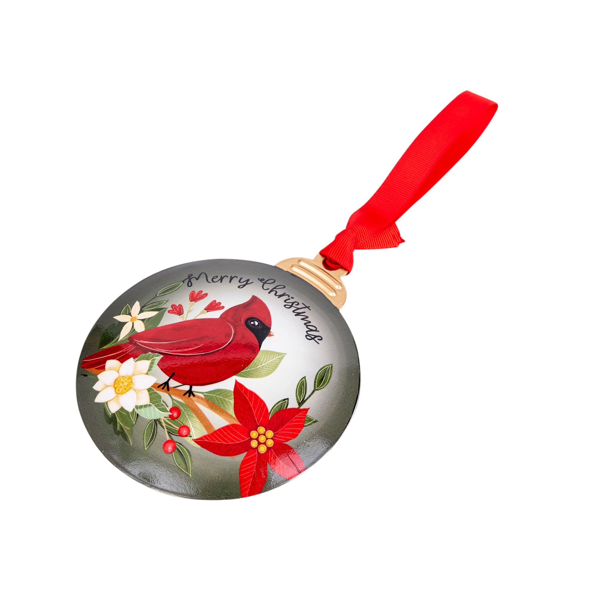 Metal Ornament: Merry Christmas (Cardinal)