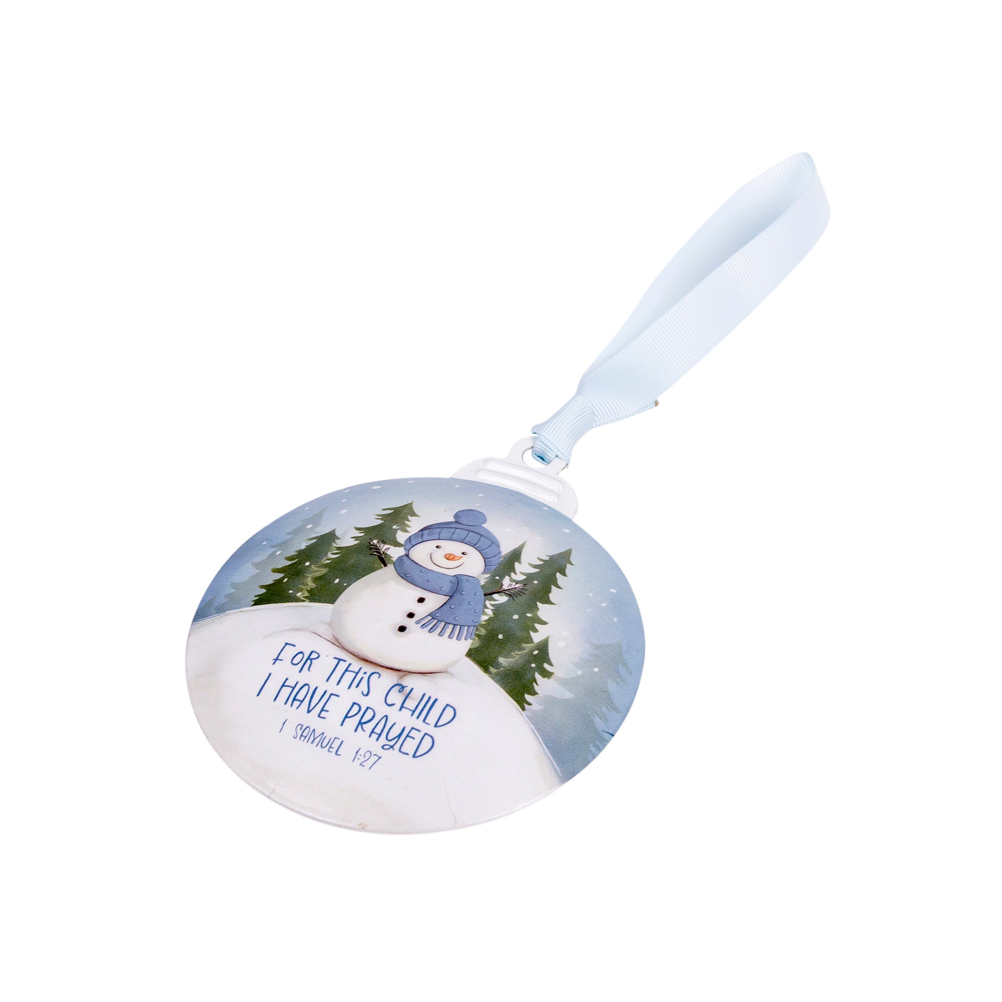 Metal Ornament: For This Child (Blue) 1 Samuel 1:27
