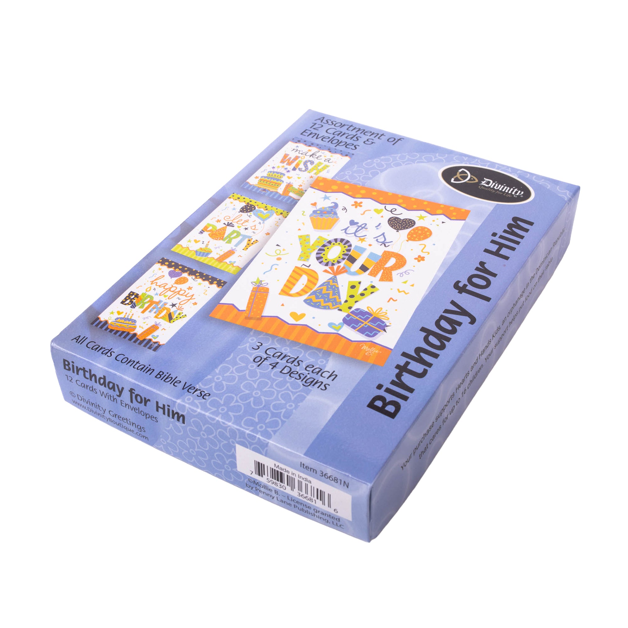 Boxed Greeting Cards: 12CT Birthday for Him - Confetti