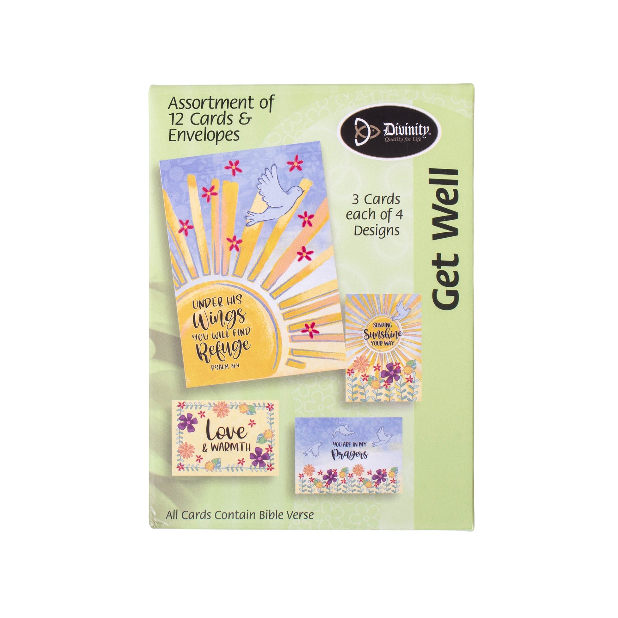 Boxed Greeting Cards: 12CT Get Well - Sunshine and Flowers