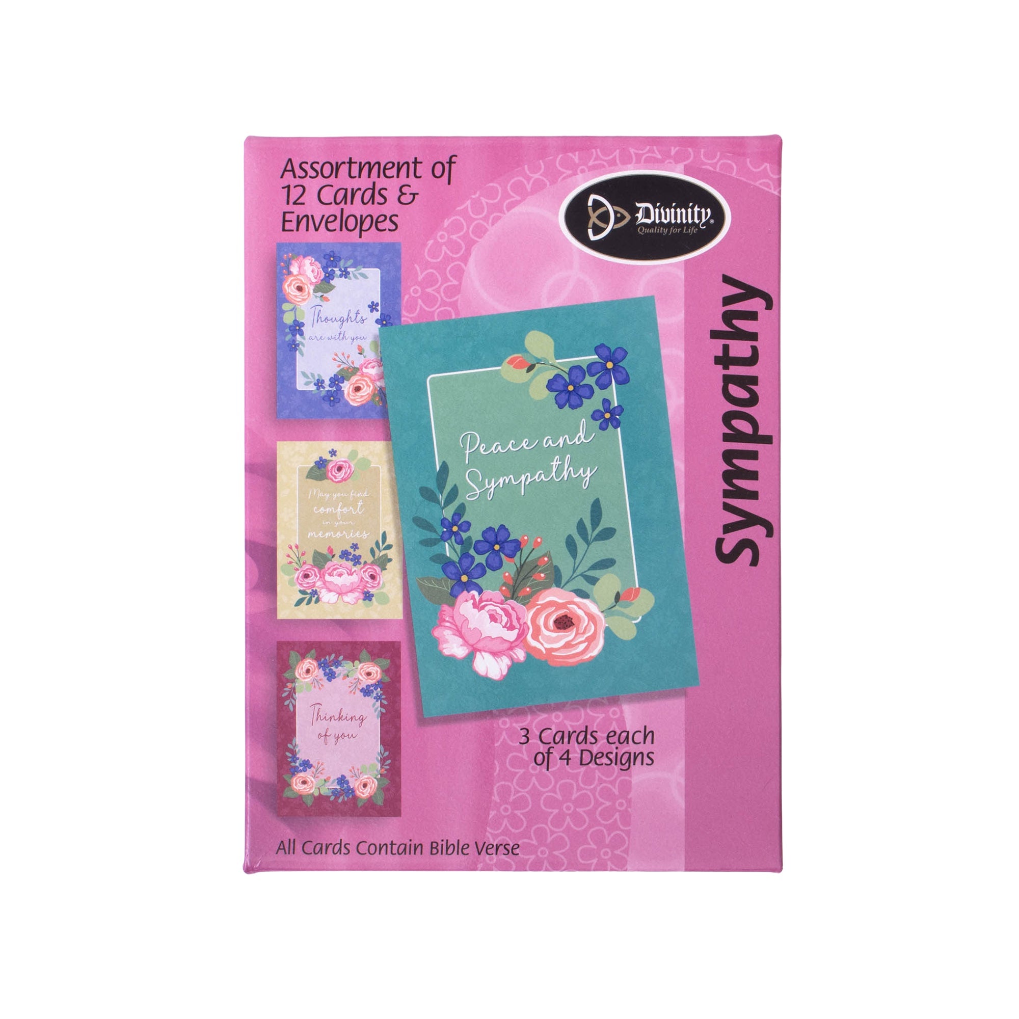 Boxed Greeting Cards: 12CT Sympathy - Peach Flowers