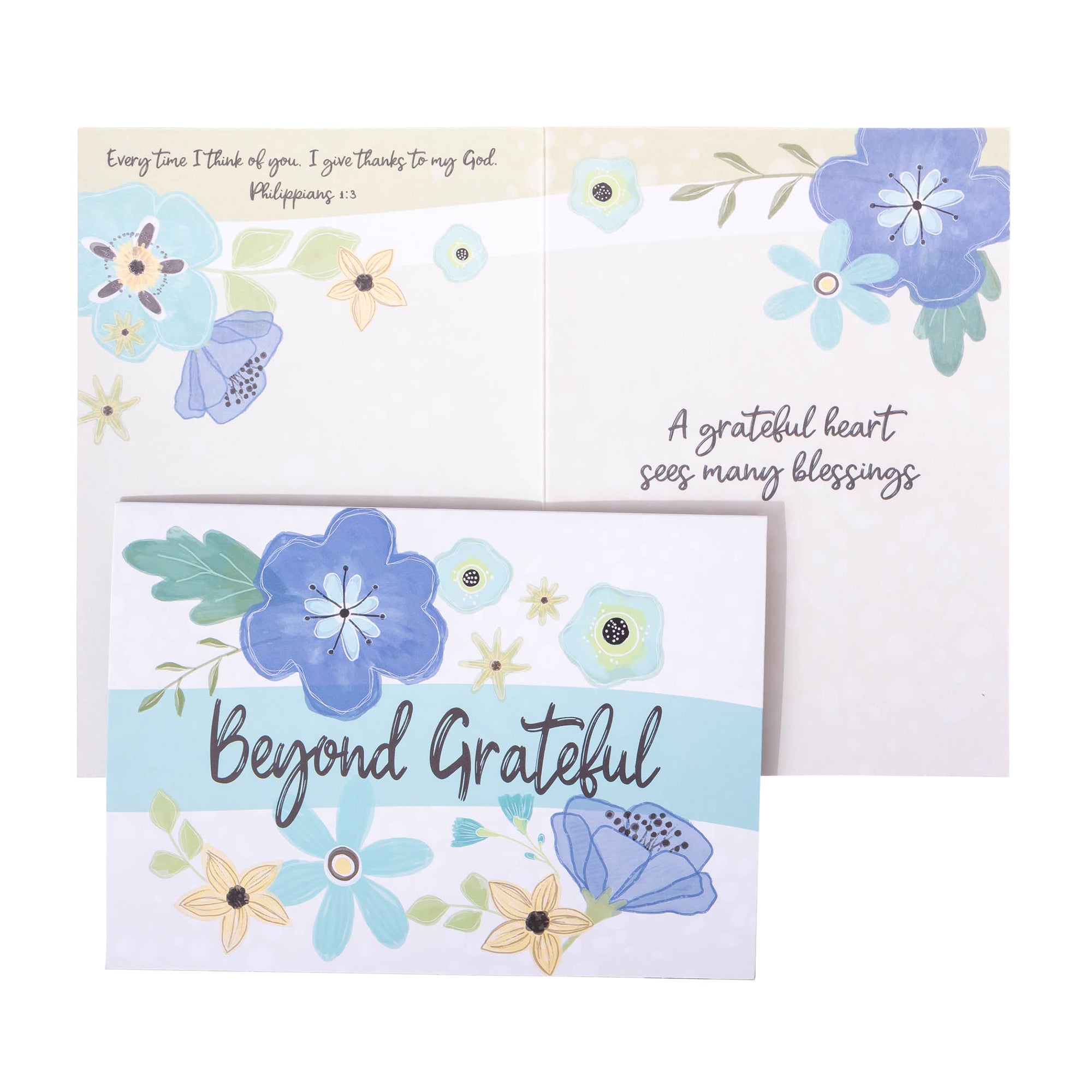 Boxed Greeting Cards: 12CT Thank You - Blue and Teal Floral