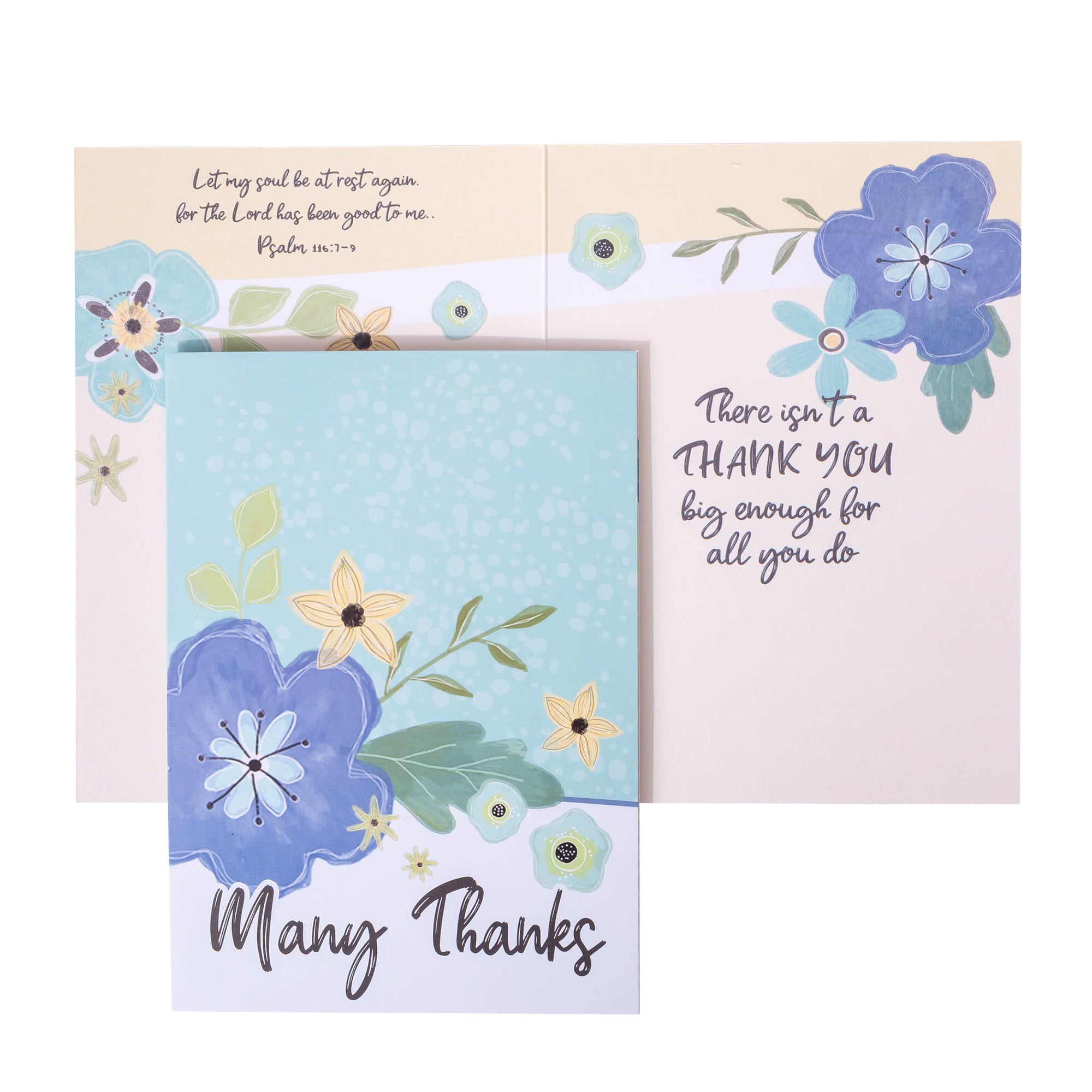 Boxed Greeting Cards: 12CT Thank You - Blue and Teal Floral