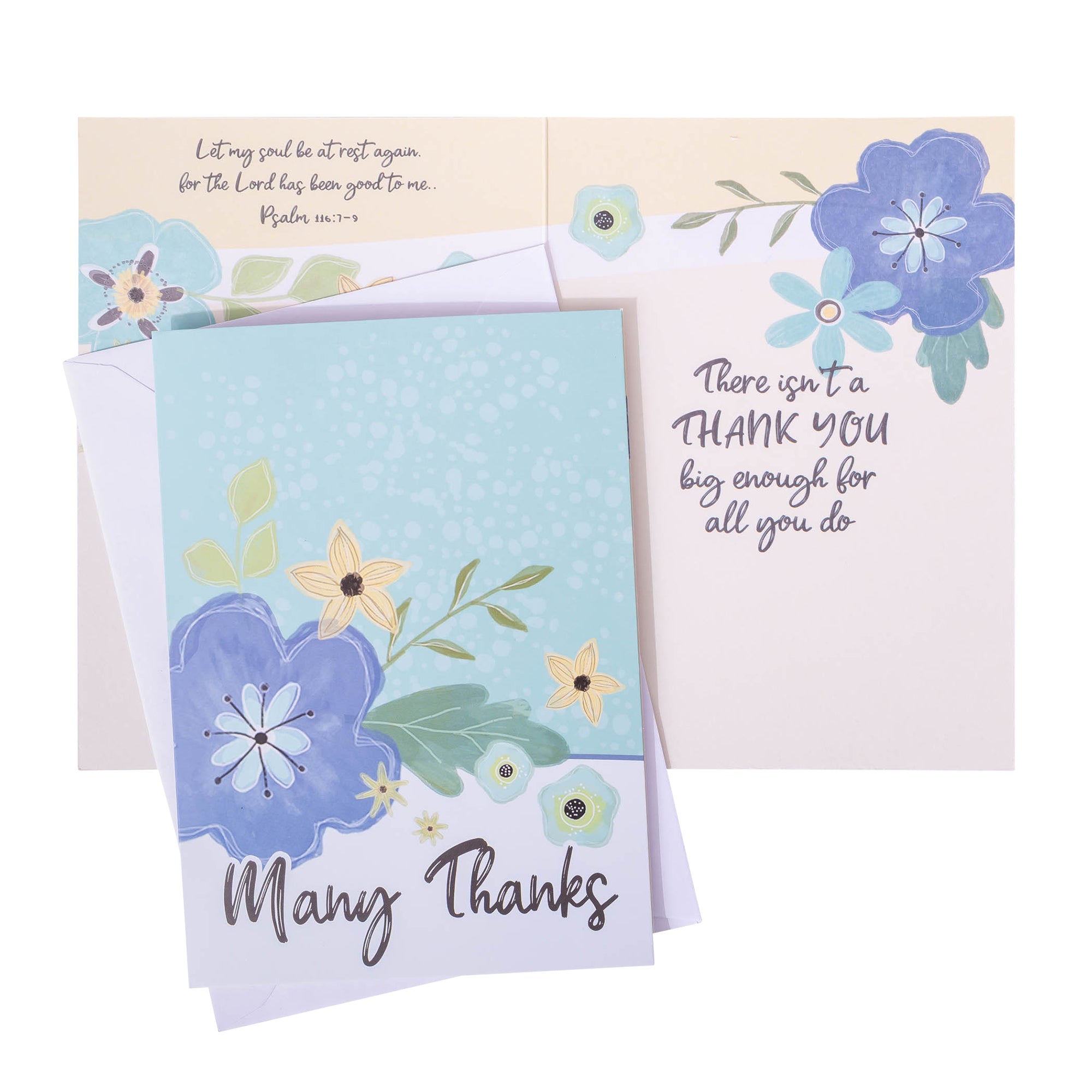 Boxed Greeting Cards: 12CT Thank You - Blue and Teal Floral