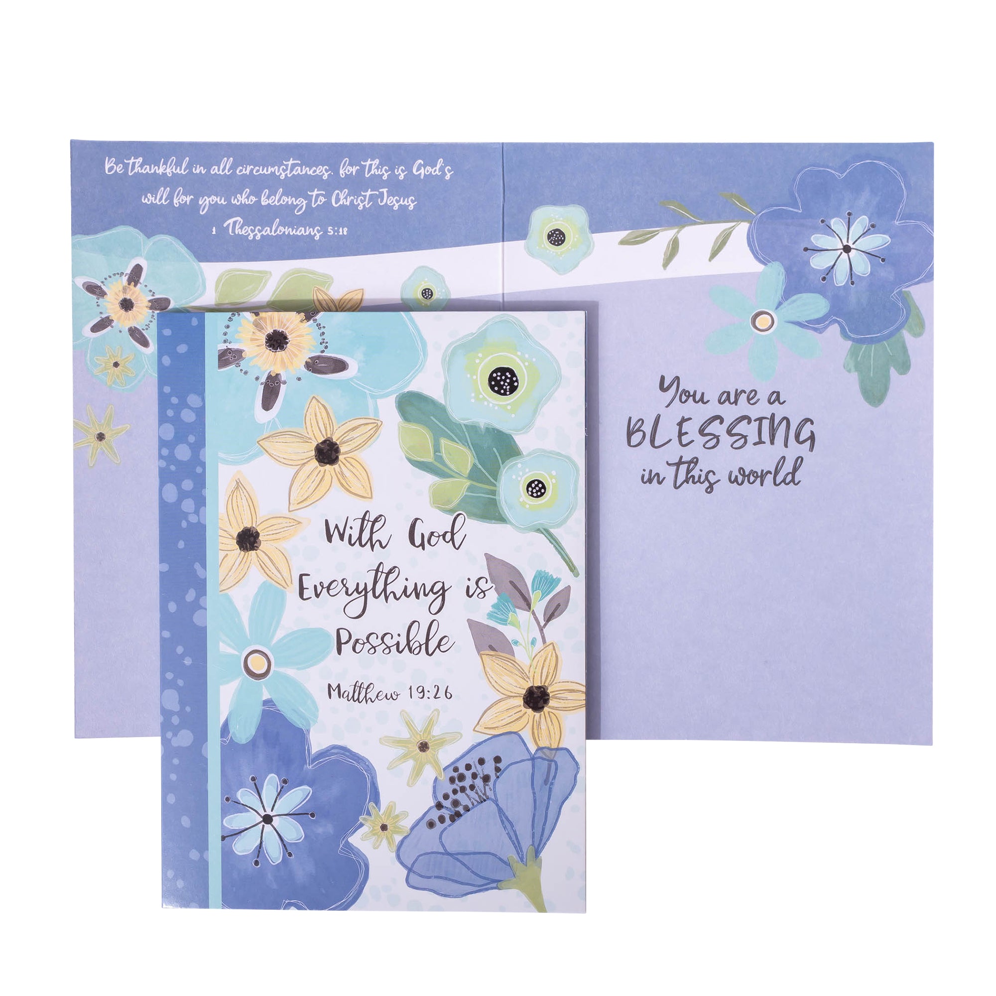 Boxed Greeting Cards: 12CT Thank You - Blue and Teal Floral