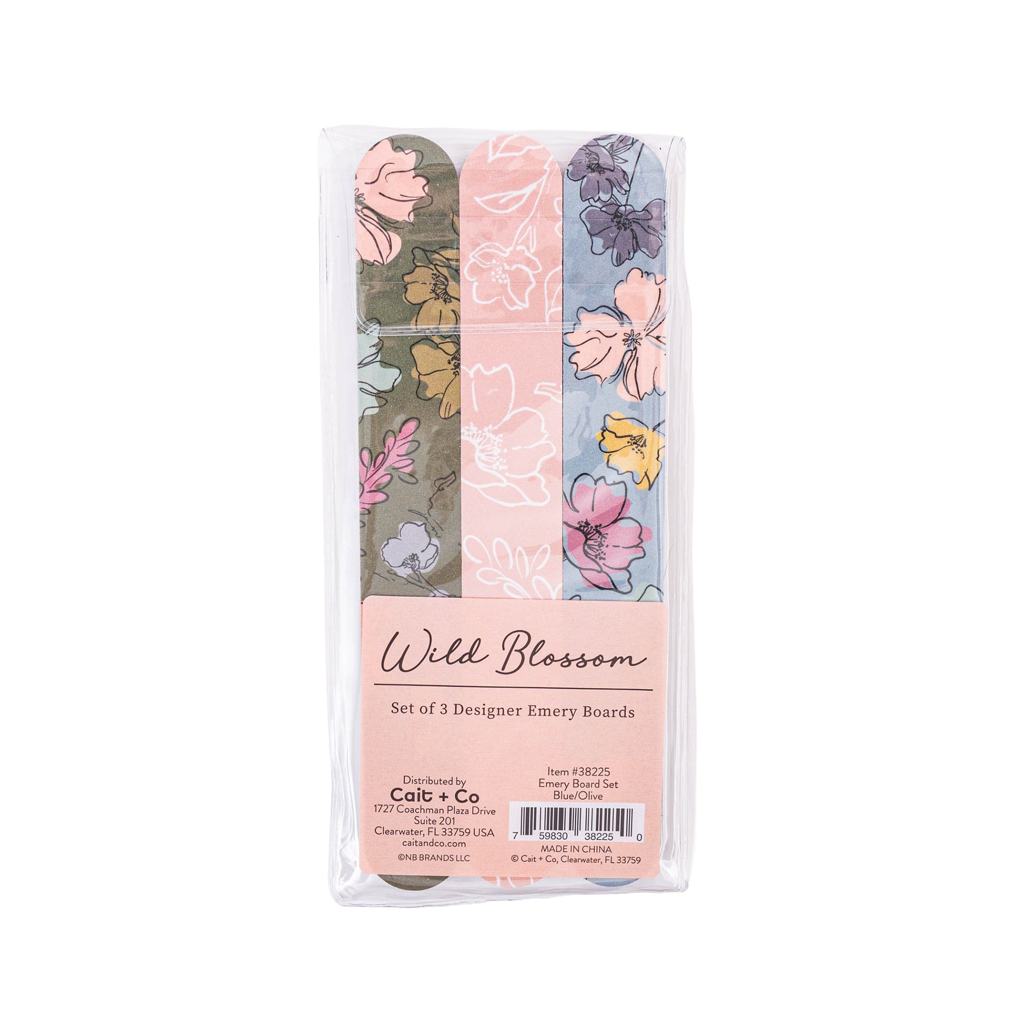 Emery Board Set: Wild Blossom Blue/Olive