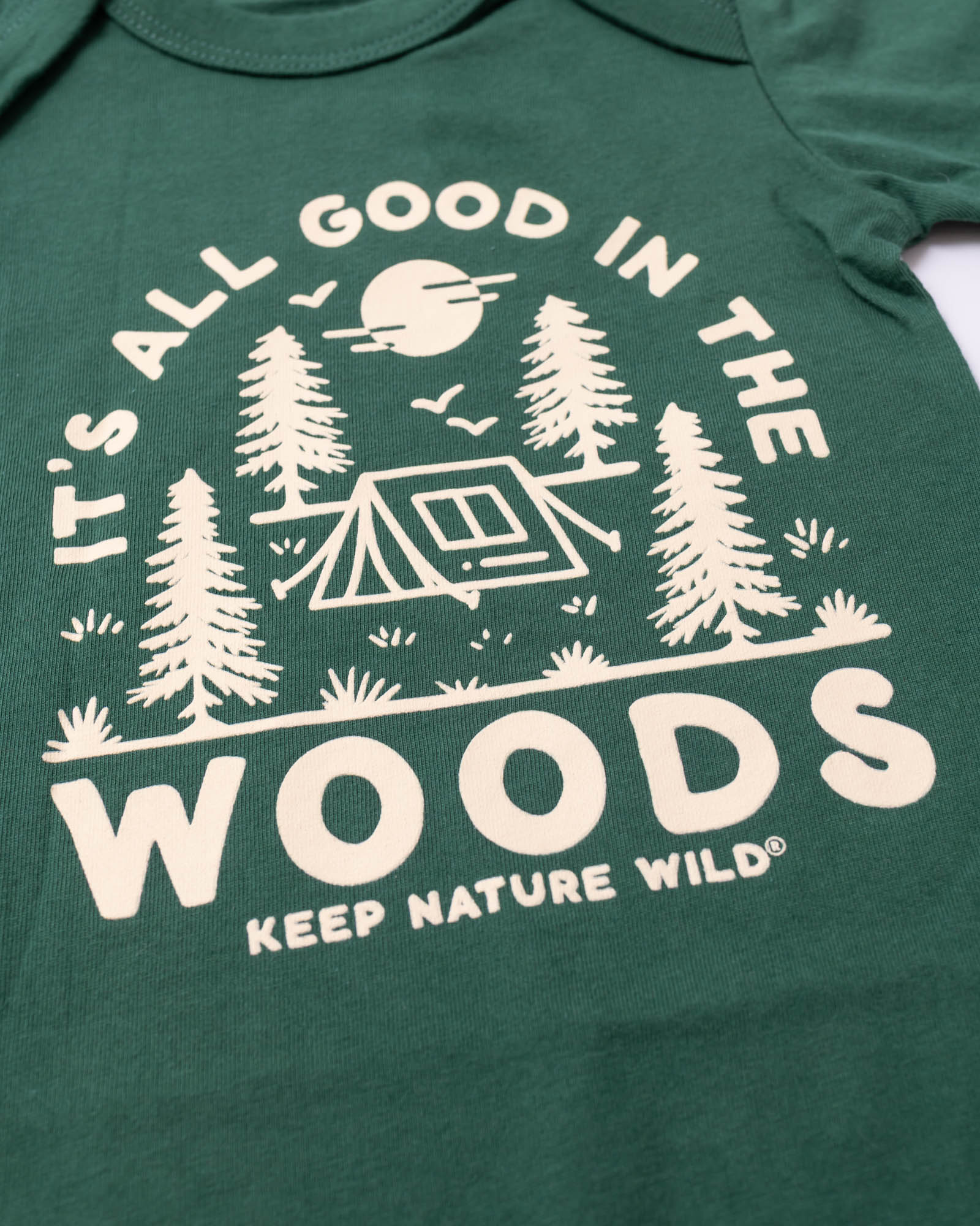 Good in the Woods Baby Bodysuit | Heather Forest