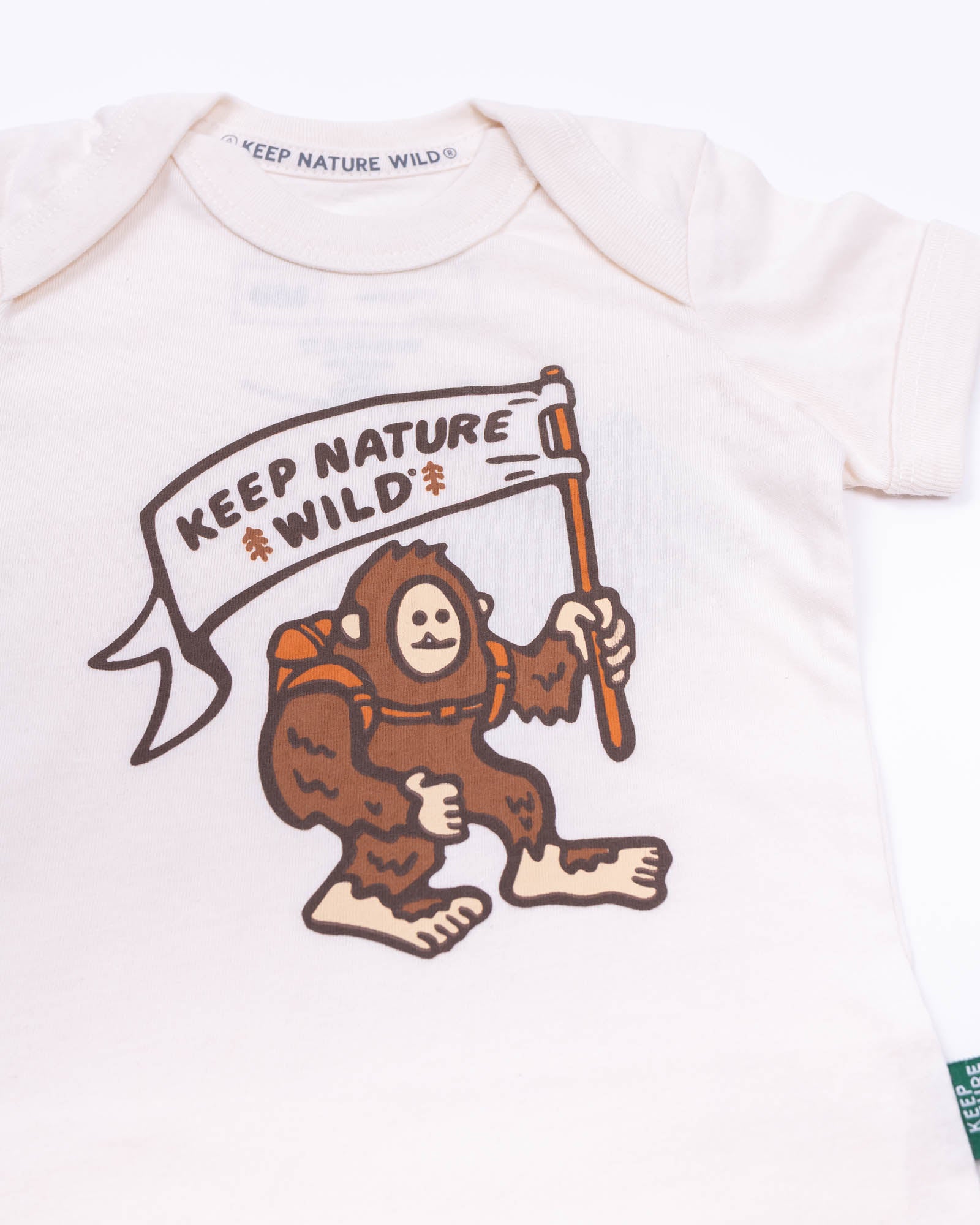 Happy Camper Squatch Baby Bodysuit | Natural