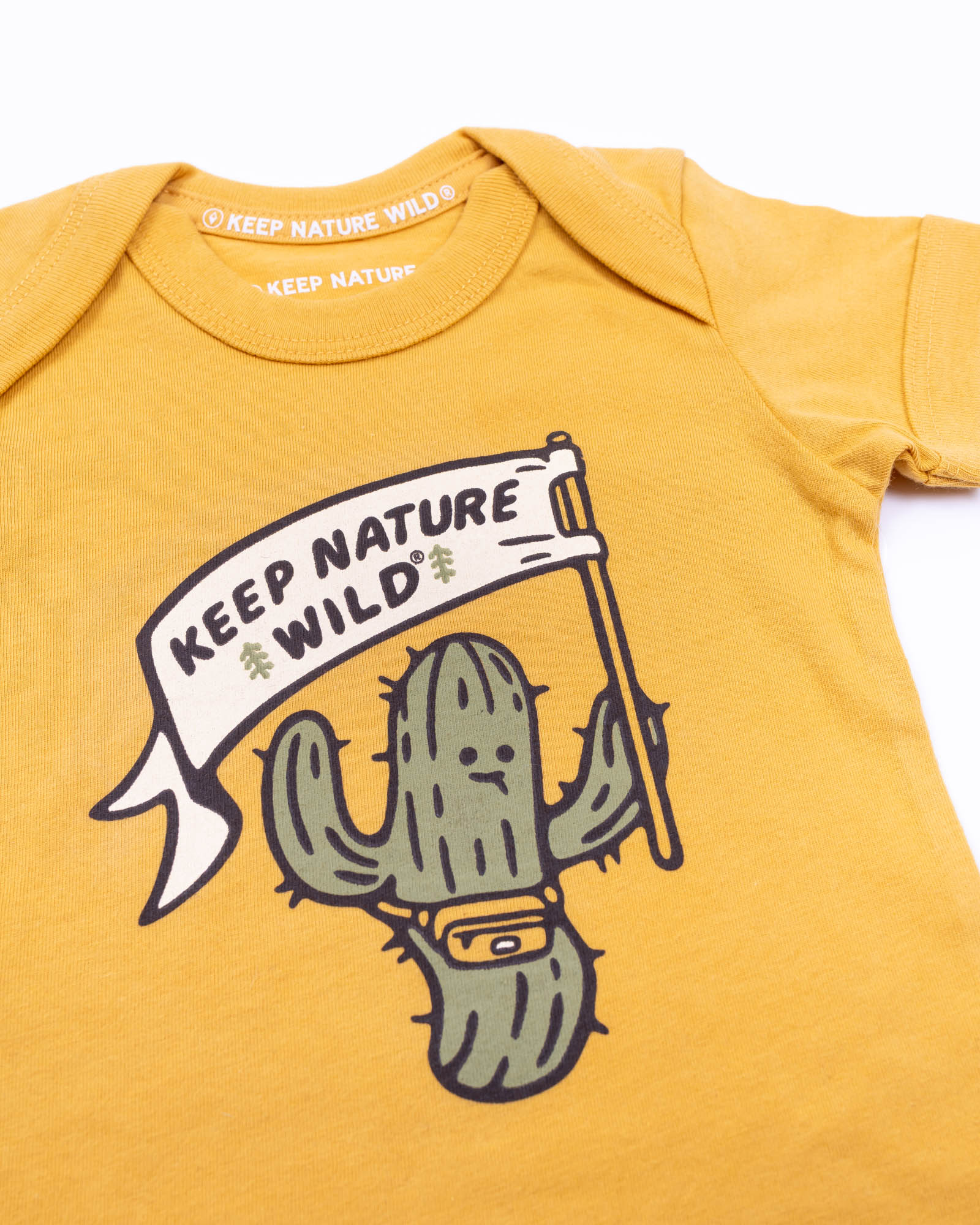 Happy Camper Saguaro Baby Bodysuit | Mustard