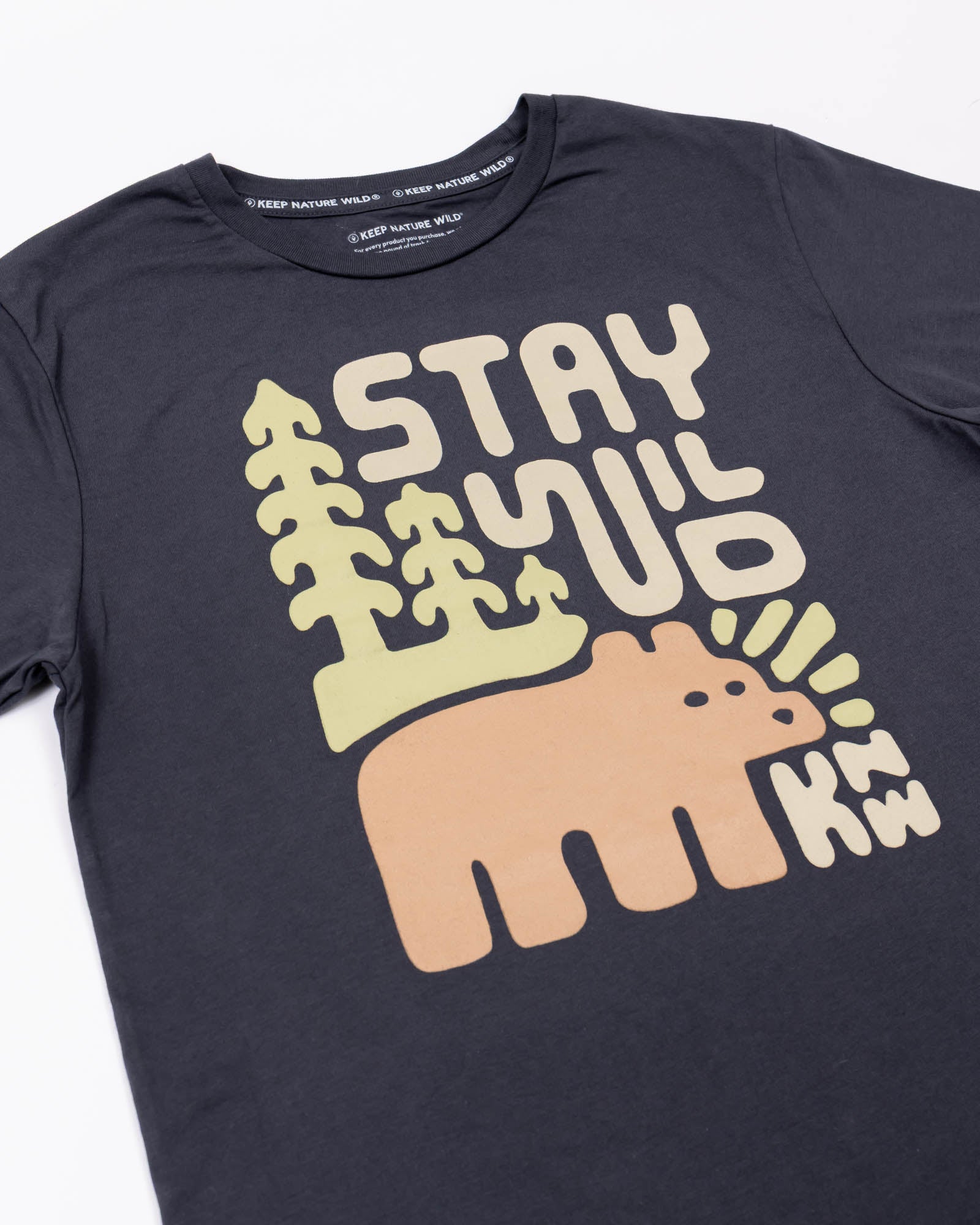 Stay Wild Grizzly Unisex Tee | Coal