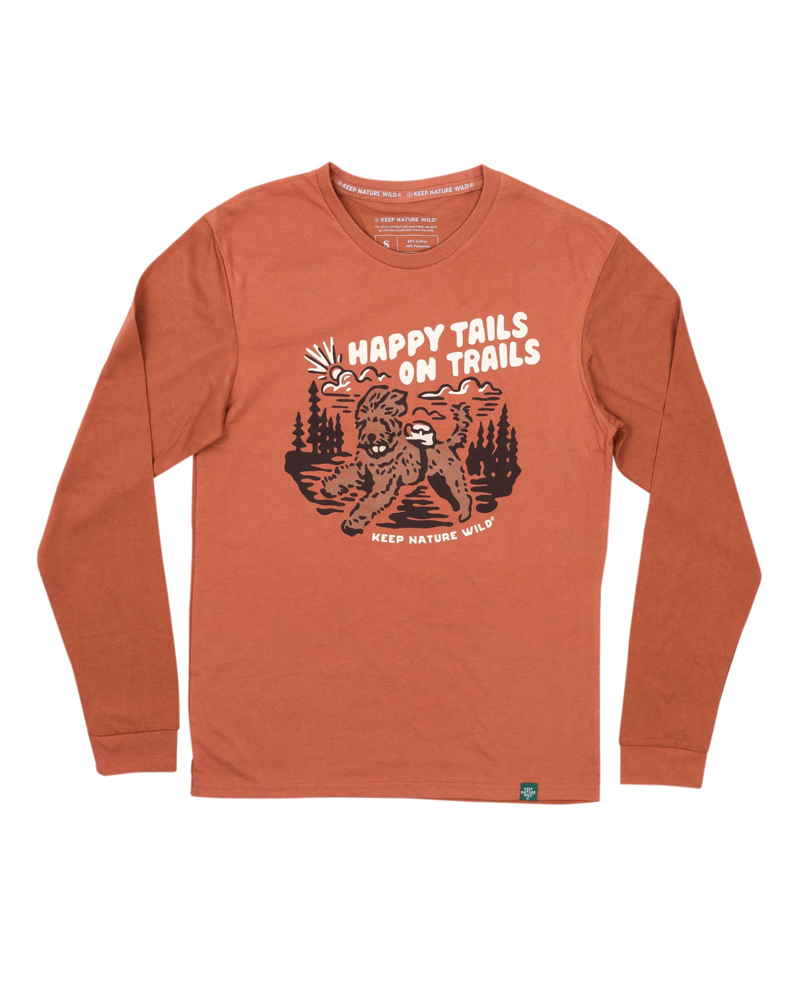 Happy Tails on Trails Forest Unisex Long Sleeve Tee | Redwood