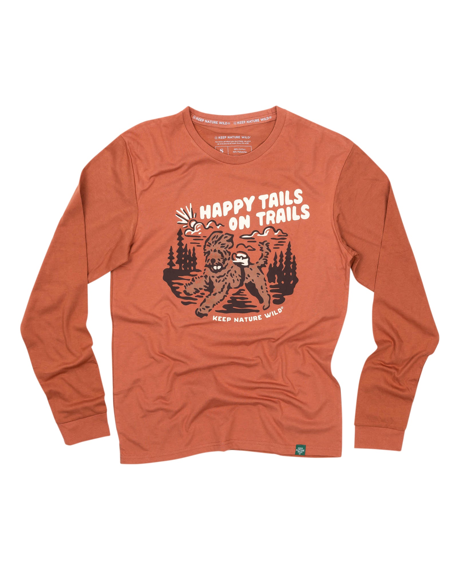 Happy Tails on Trails Forest Unisex Long Sleeve Tee | Redwood