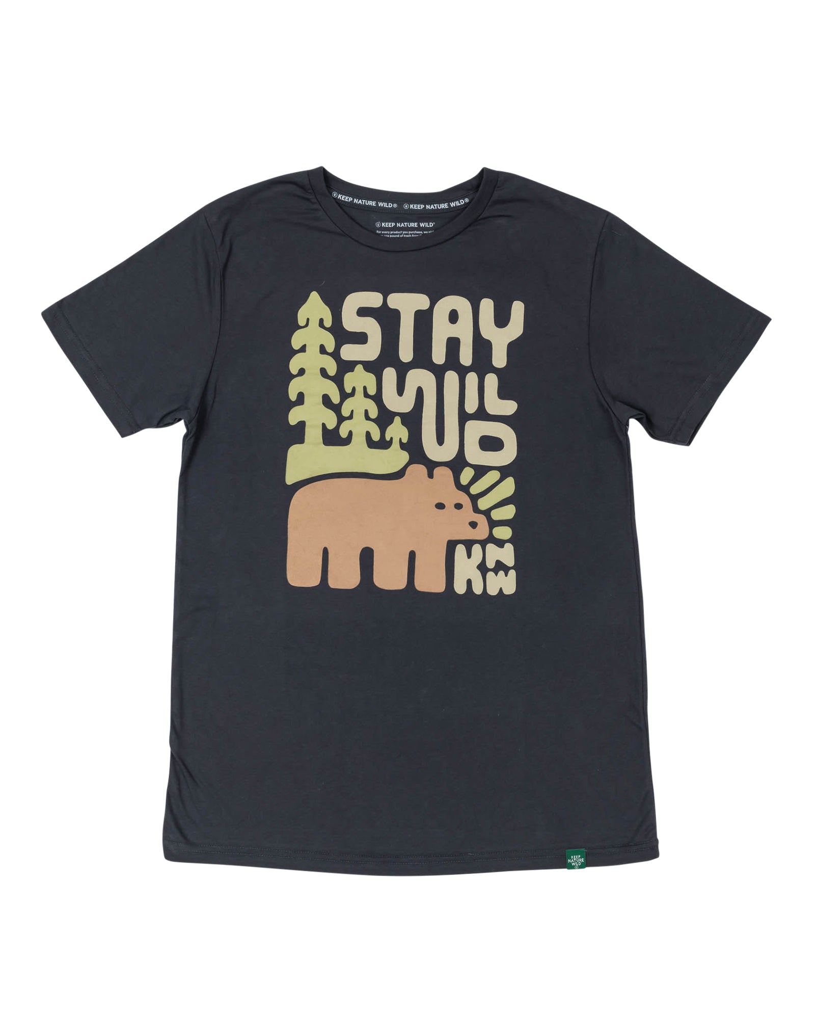 Stay Wild Grizzly Unisex Tee | Coal