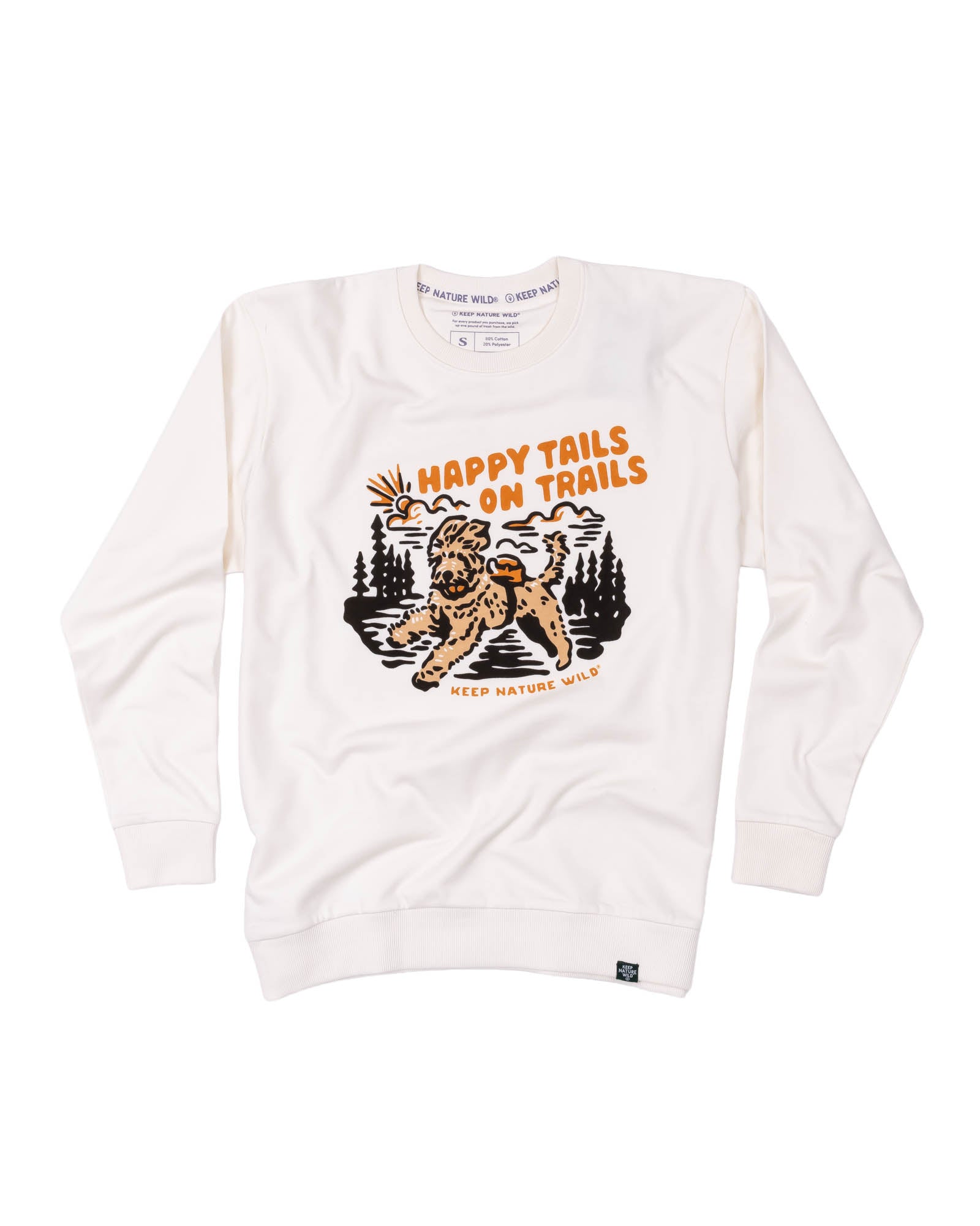 Happy Tails On Trails Crewneck Sweatshirt | Natural
