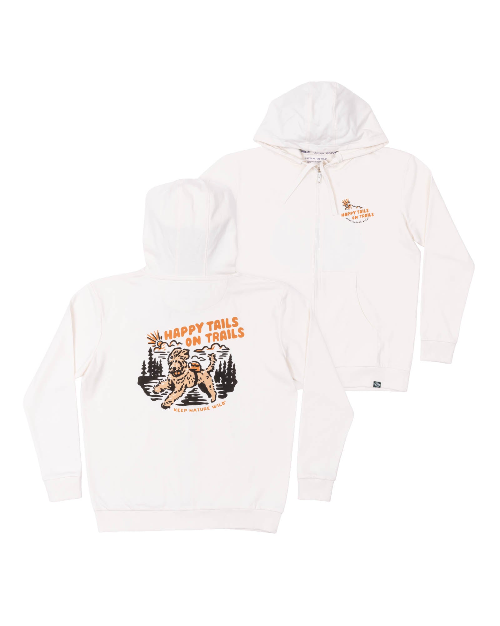 Happy Tails On Trails Zip-Up Hoodie | Natural