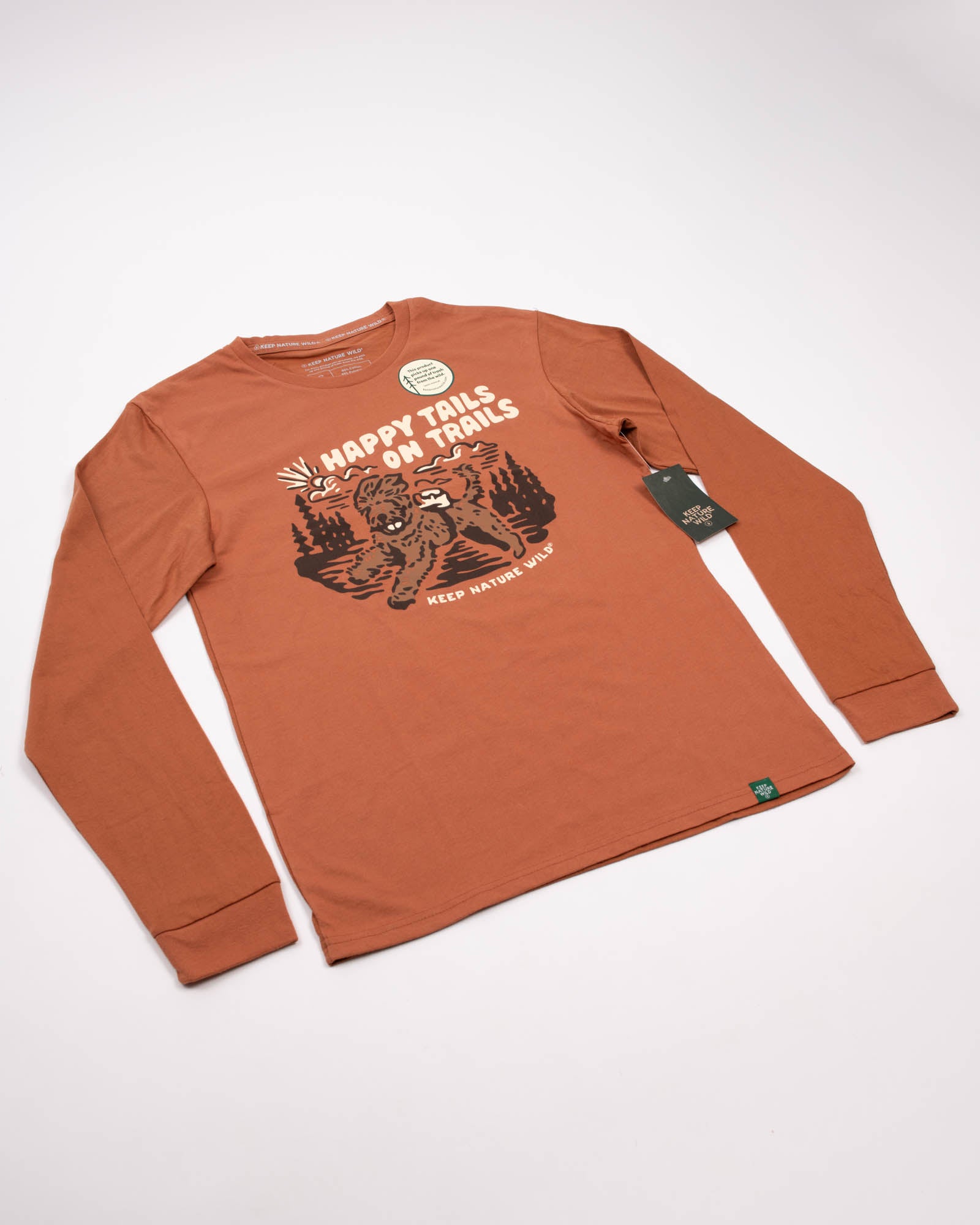 Happy Tails on Trails Forest Unisex Long Sleeve Tee | Redwood