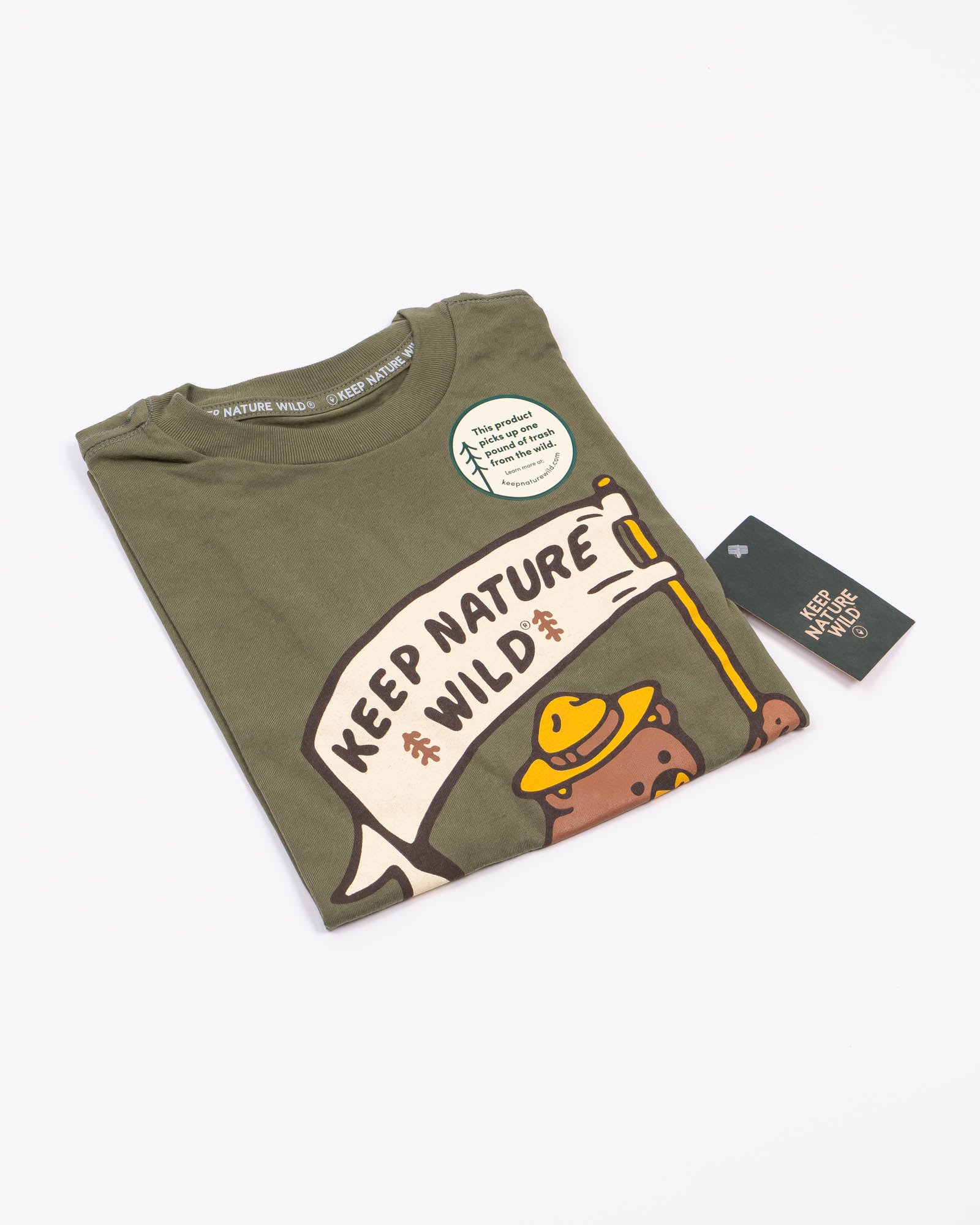 Happy Camper Bear Youth Tee | Olive