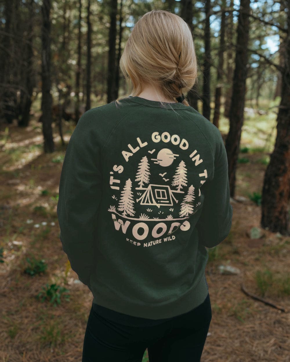 Good In The Woods Crewneck Sweatshirt | Heather Forest
