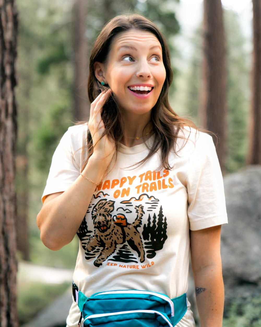 Keep Nature Wild Tee Happy Tails on Trails Forest Unisex Tee | Natural
