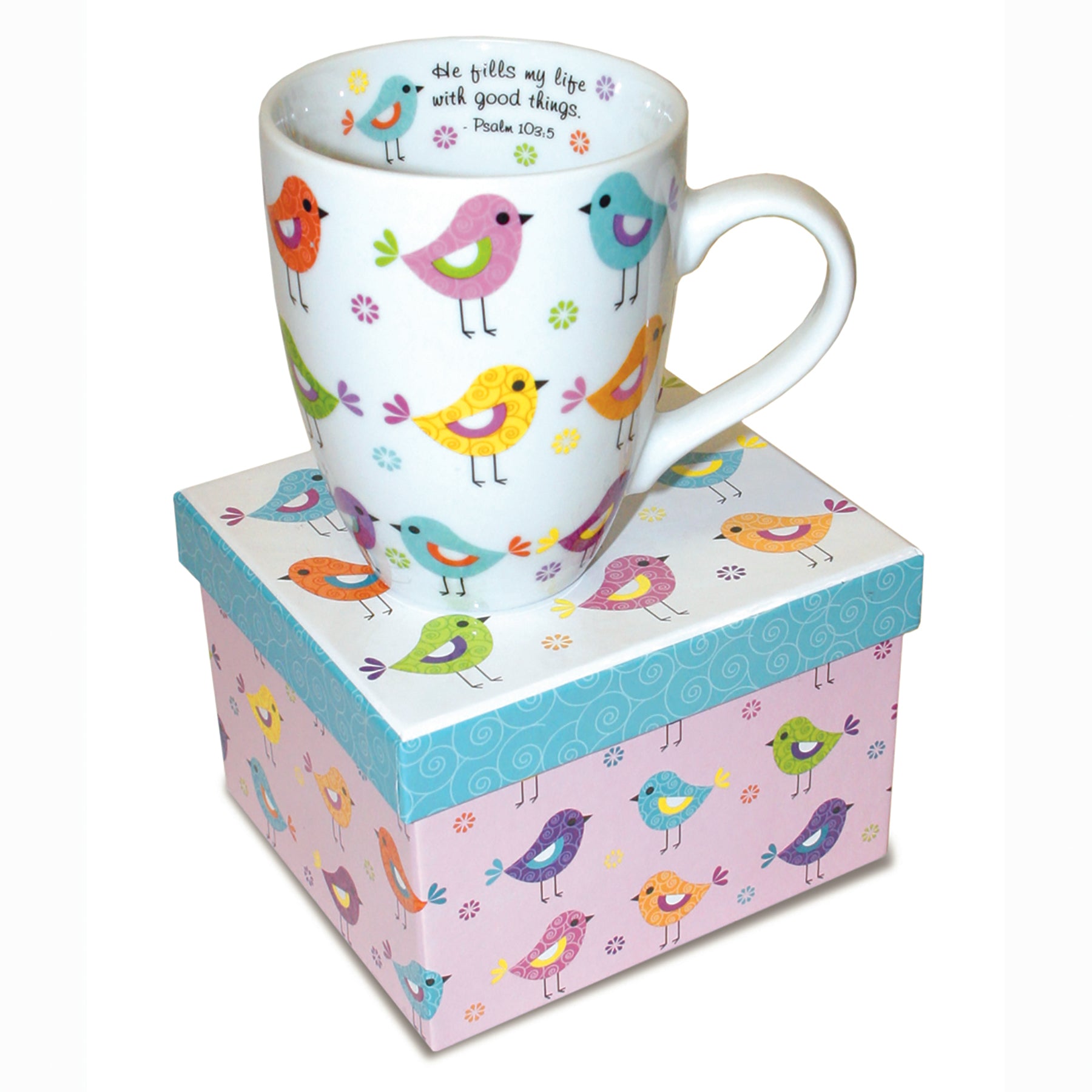 Birds In Rows Ceramic Curvy Mug