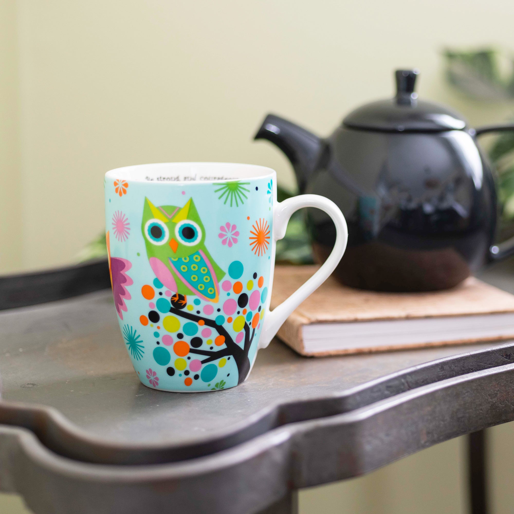 Owls On Tree Ceramic Curvy Mug