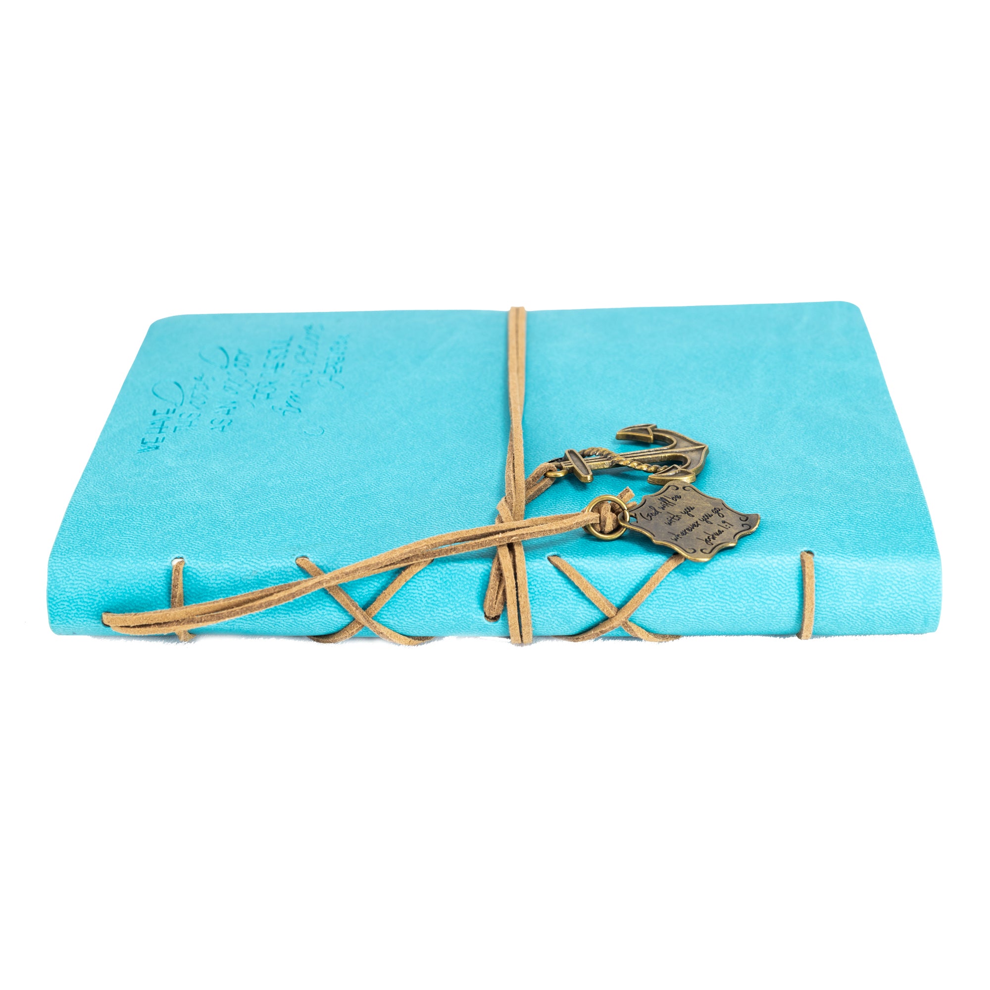 Faux Leather Journal : Hope As An Anchor With Anchor Charm Aqua