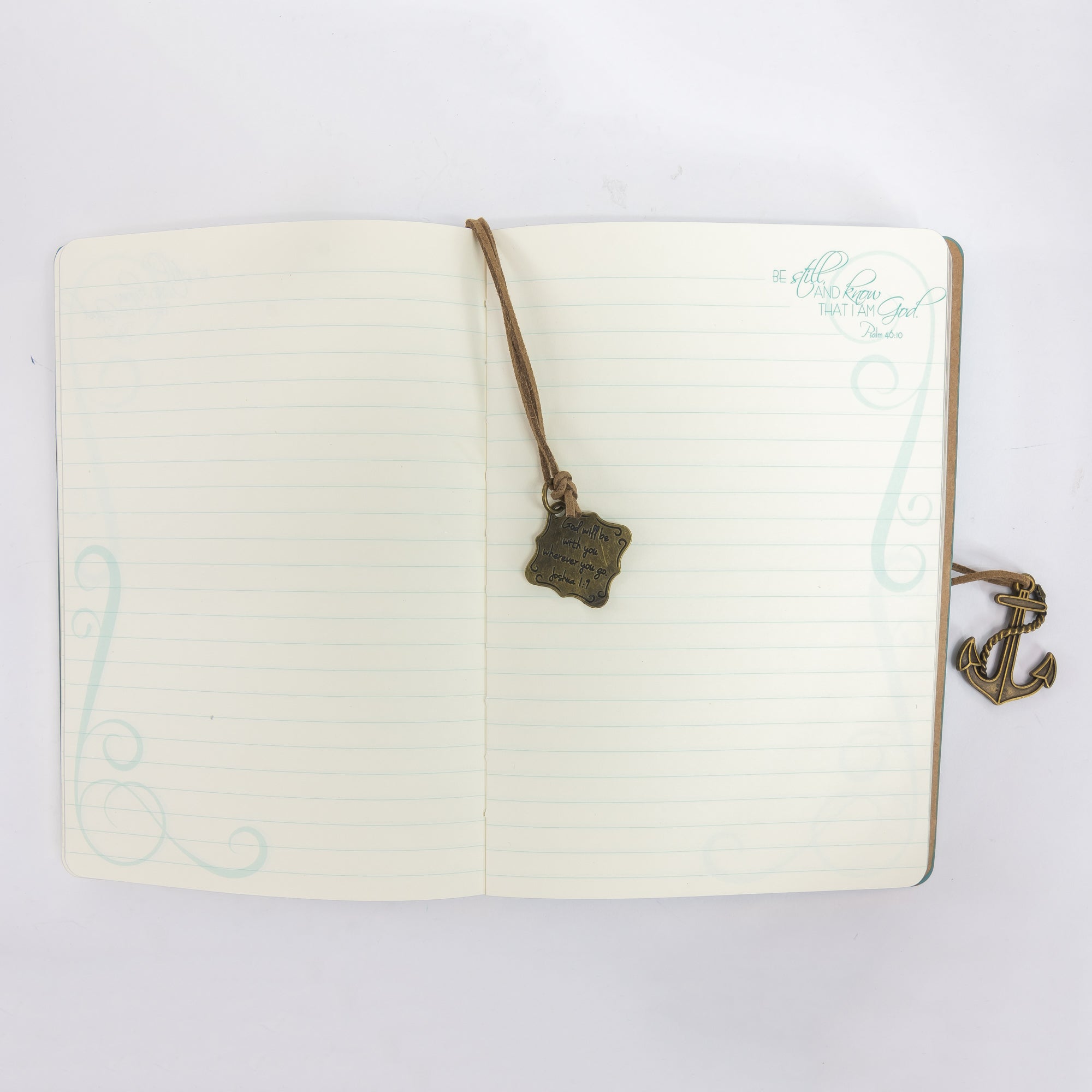 Faux Leather Journal : Hope As An Anchor With Anchor Charm Aqua