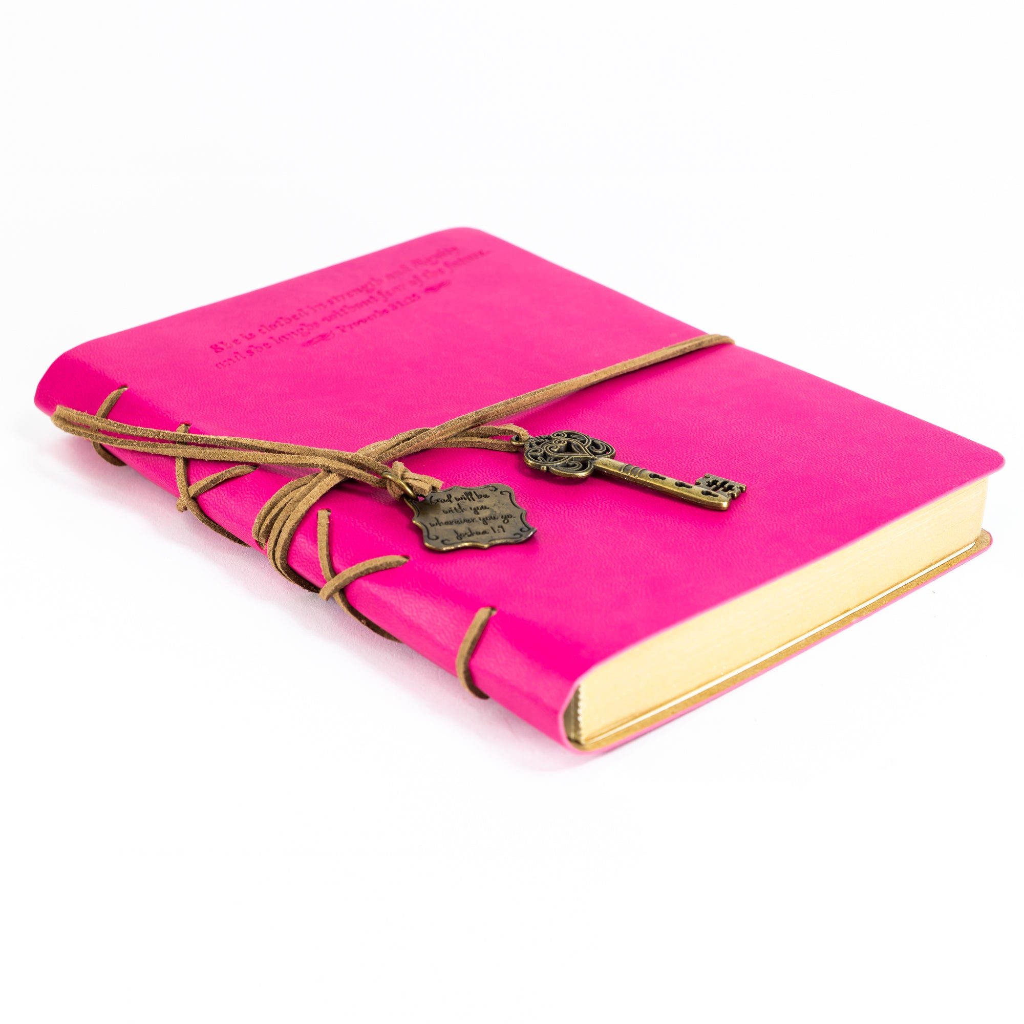 Faux Leather Journal : Proverbs 31 With Key Charm Pink