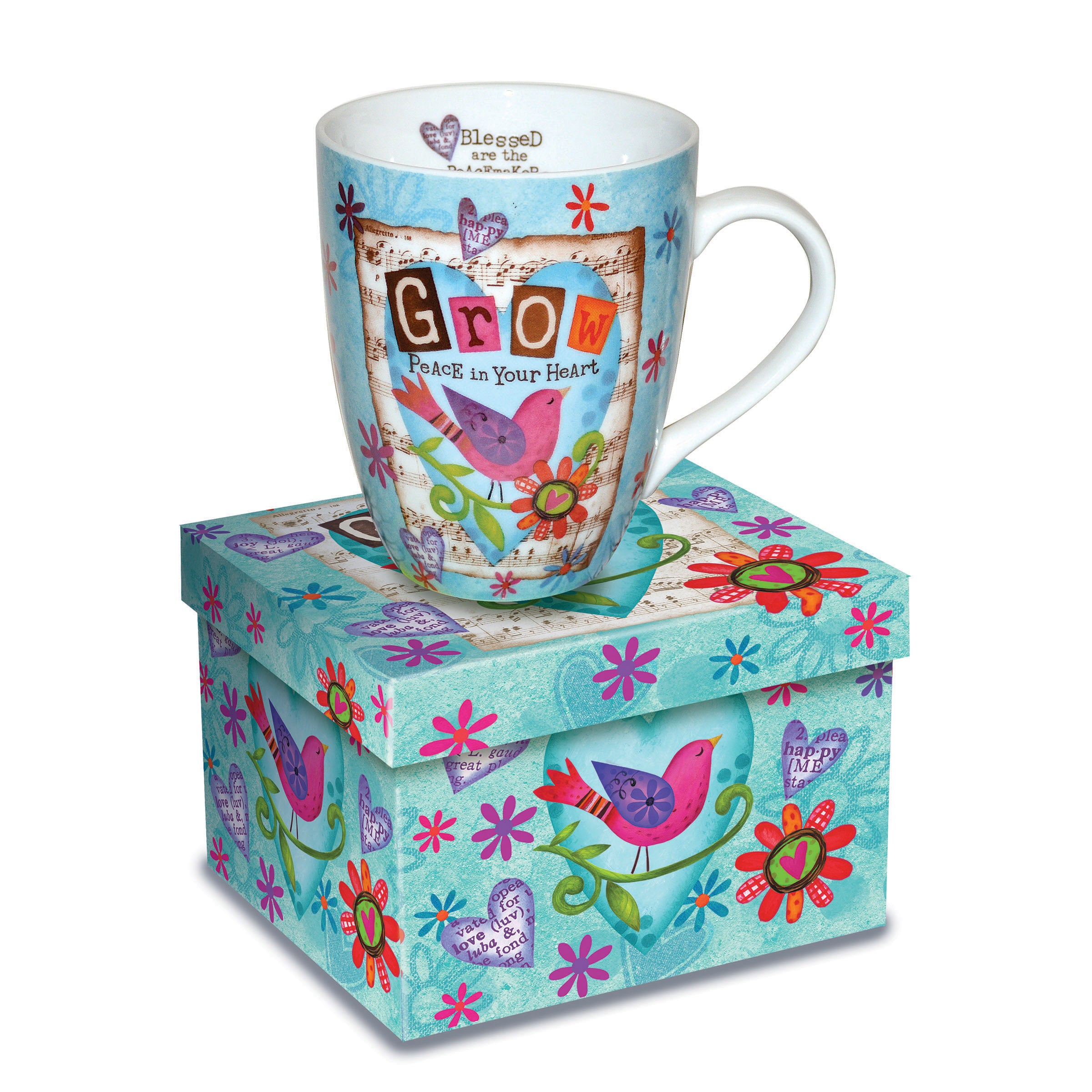 Grow Peace Bird Ceramic Curvy Mug