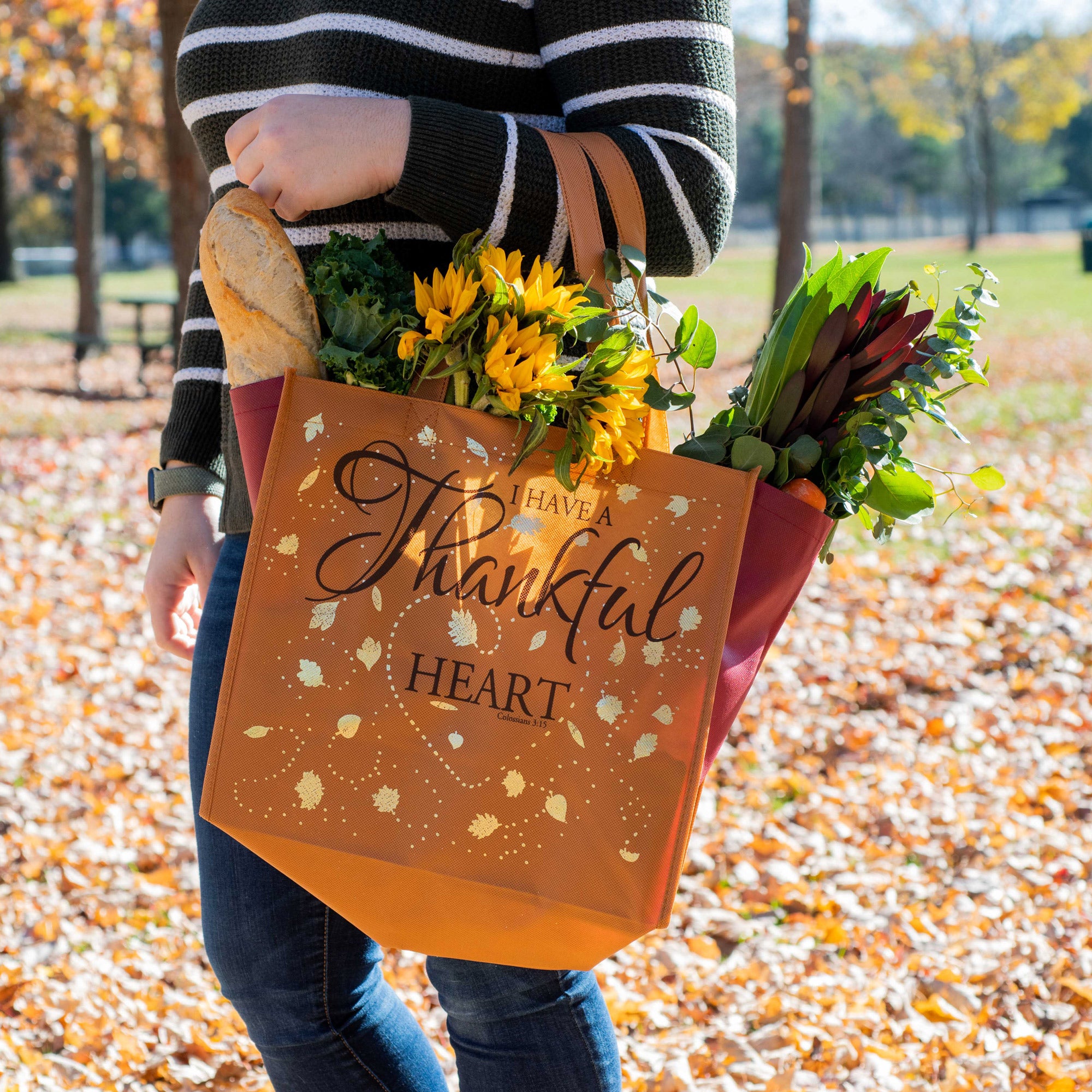 Eco Tote: Harvest Orange - Thankful Heart