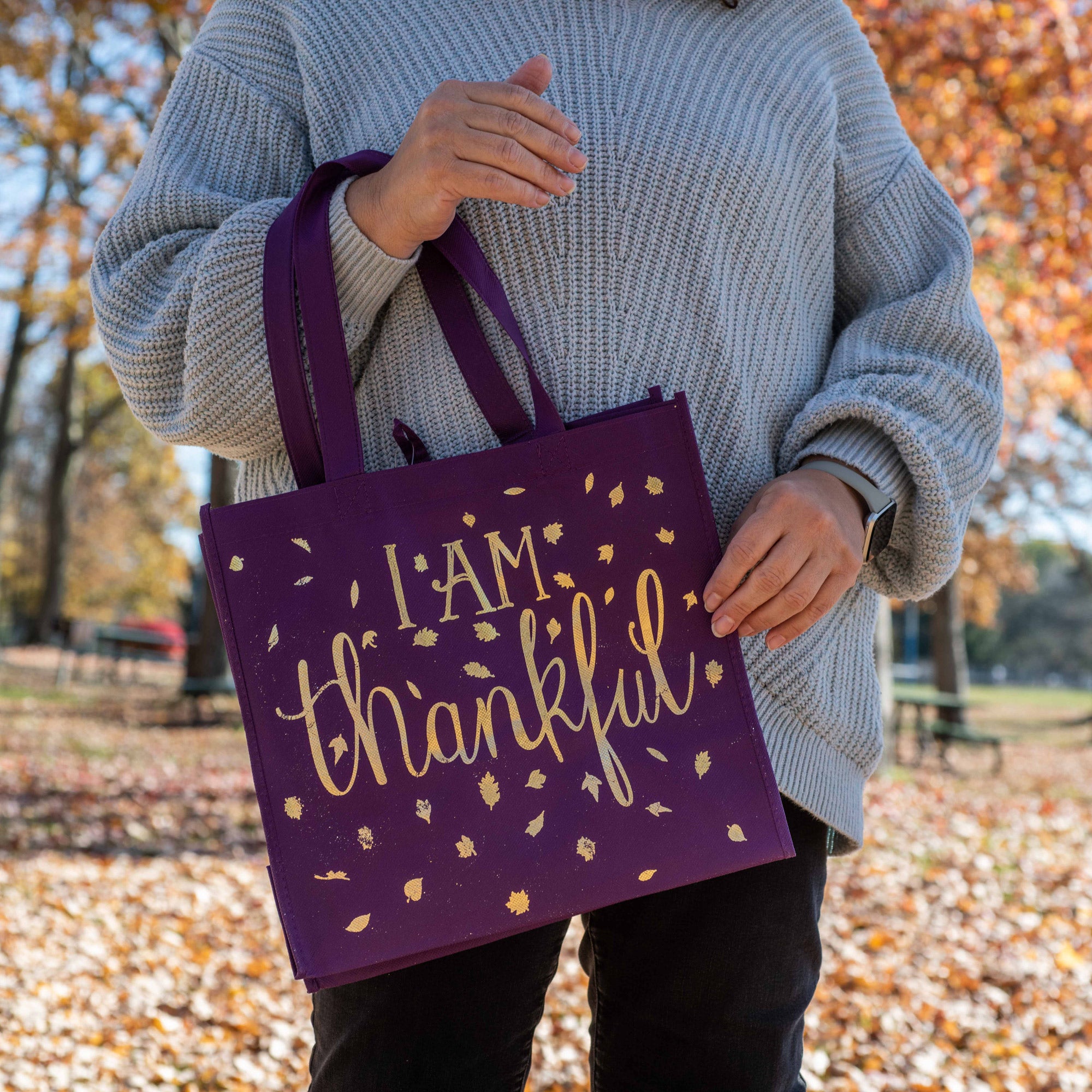 Eco Tote: Harvest Plum - I Am Thankful