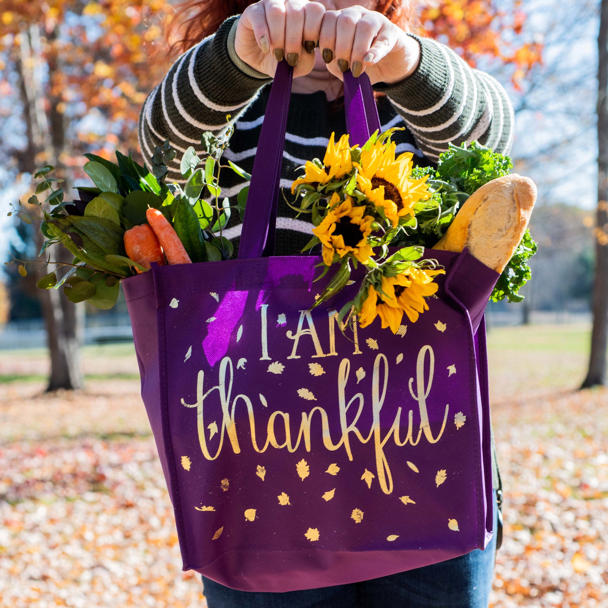 Eco Tote: Harvest Plum - I Am Thankful