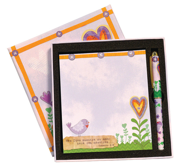 (Spanish) - Square Box Pad Pen Set: Romans 5:8 Gods Love