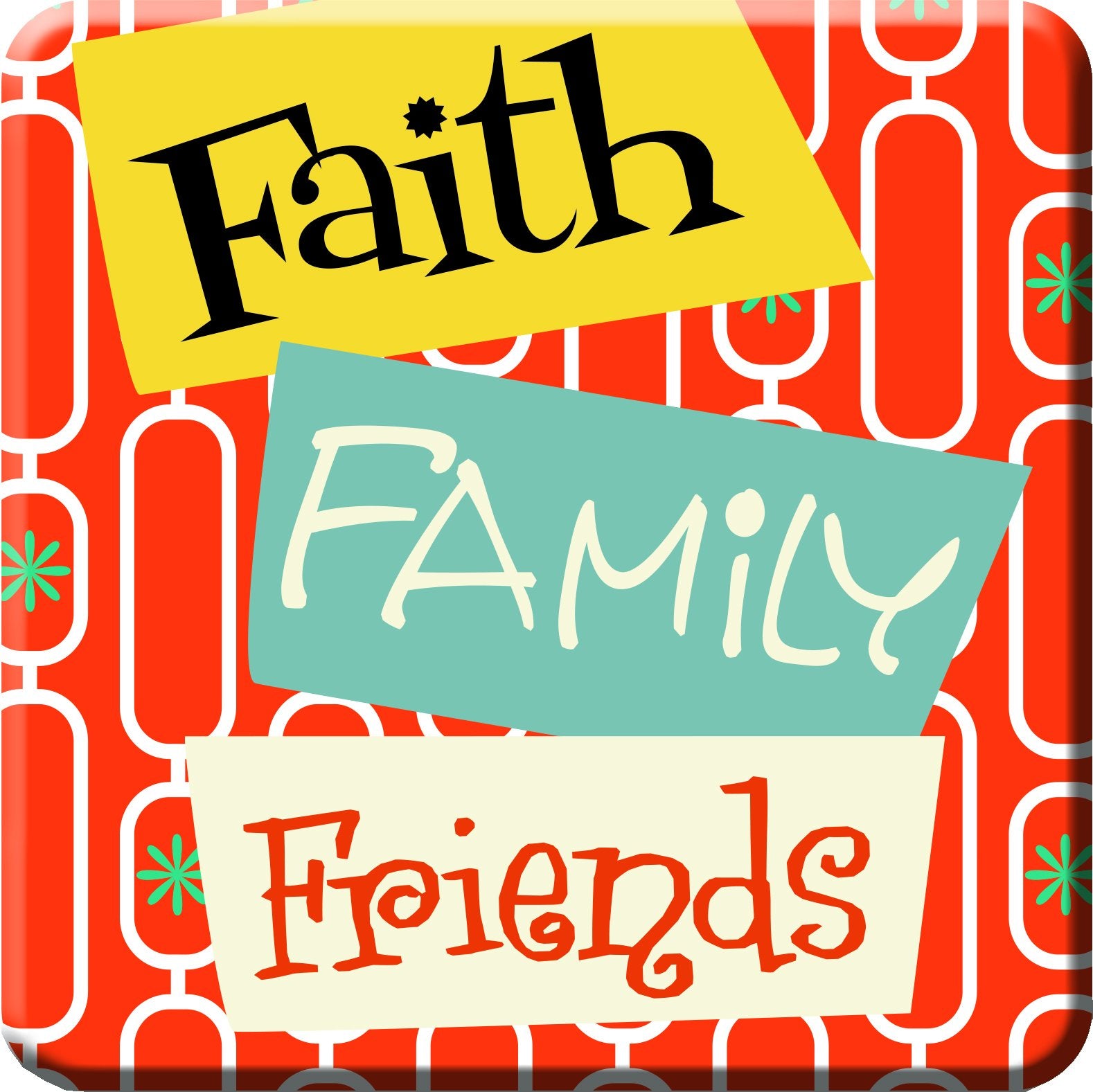 Oak Patch Gifts Retro Kitchen: Ceramic Magnet, Faith Family Friends