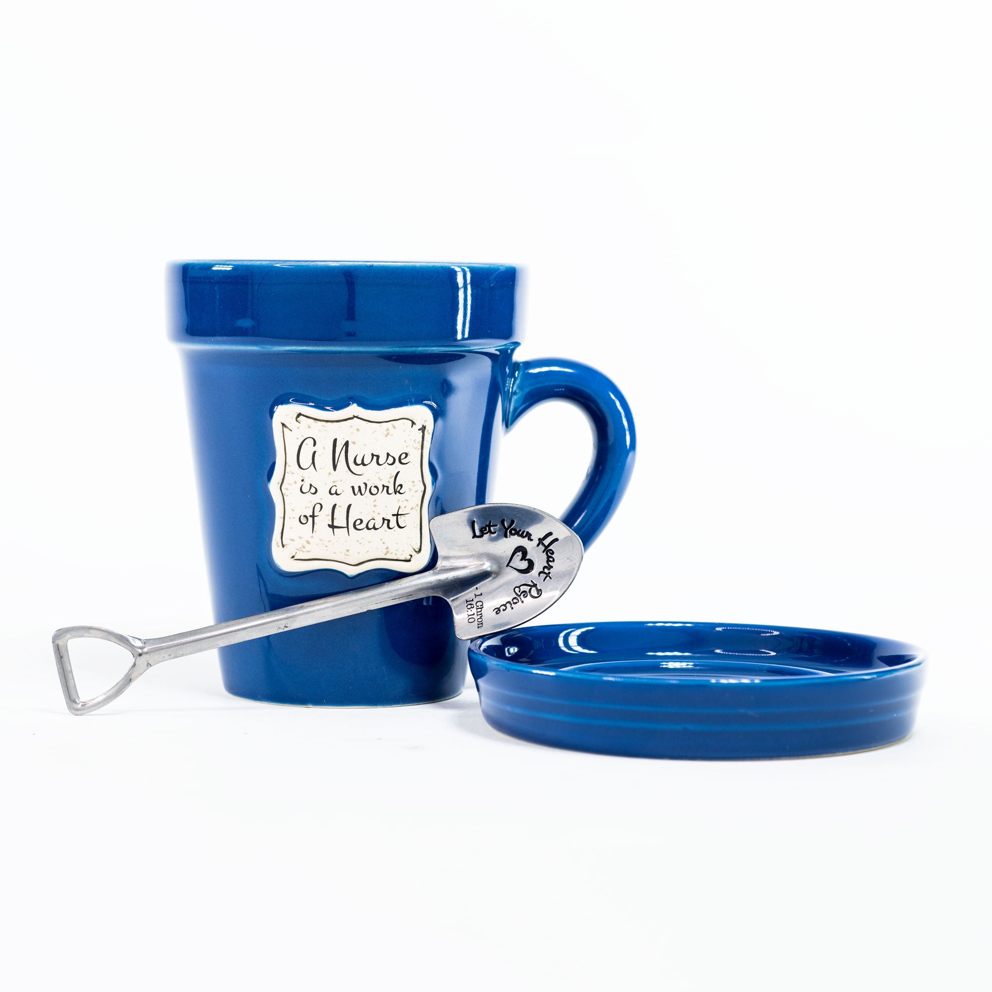 Blue Flower Pot Mug w/Scripture - Nurse