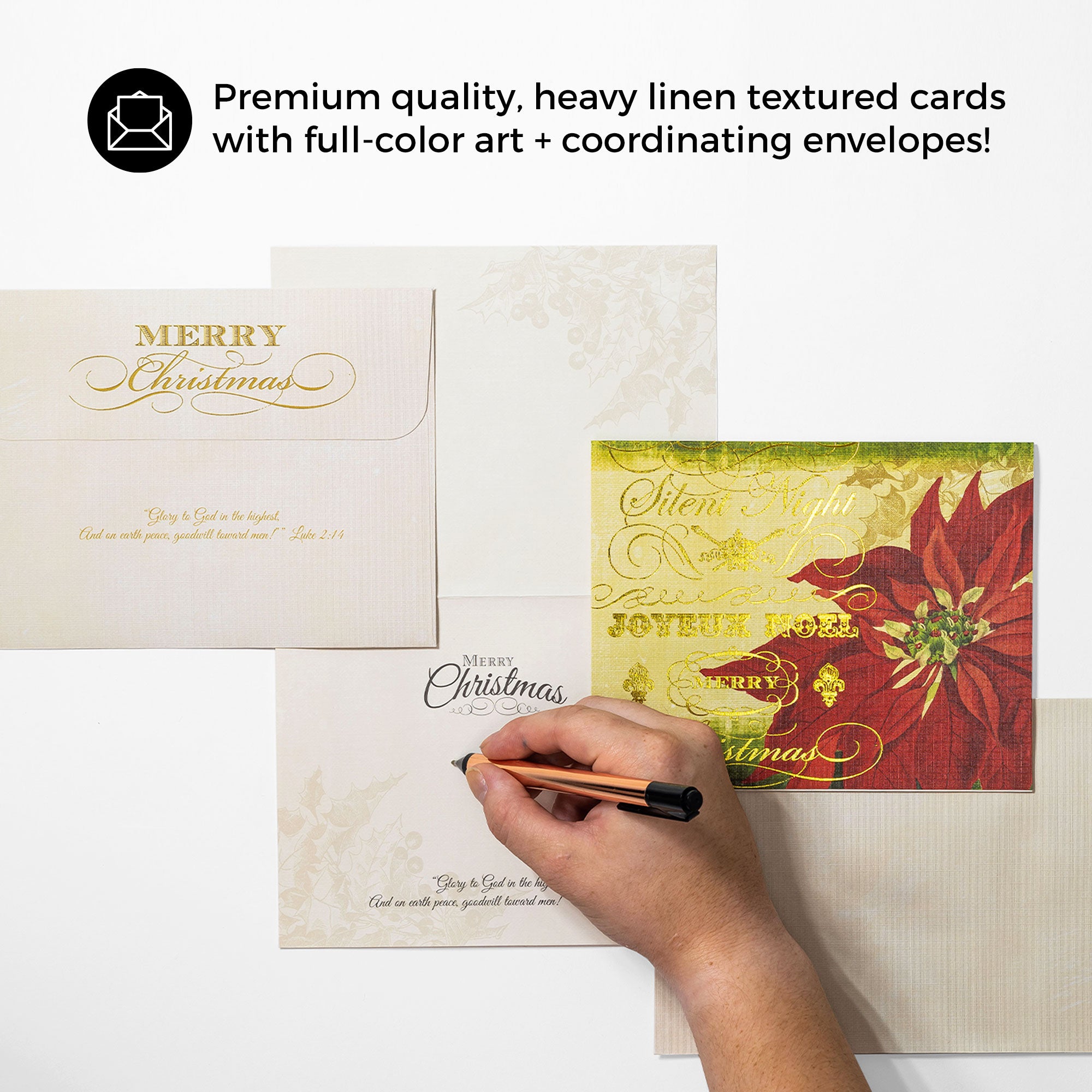 Boxed Christmas Cards: Silent Night Poinsettia
