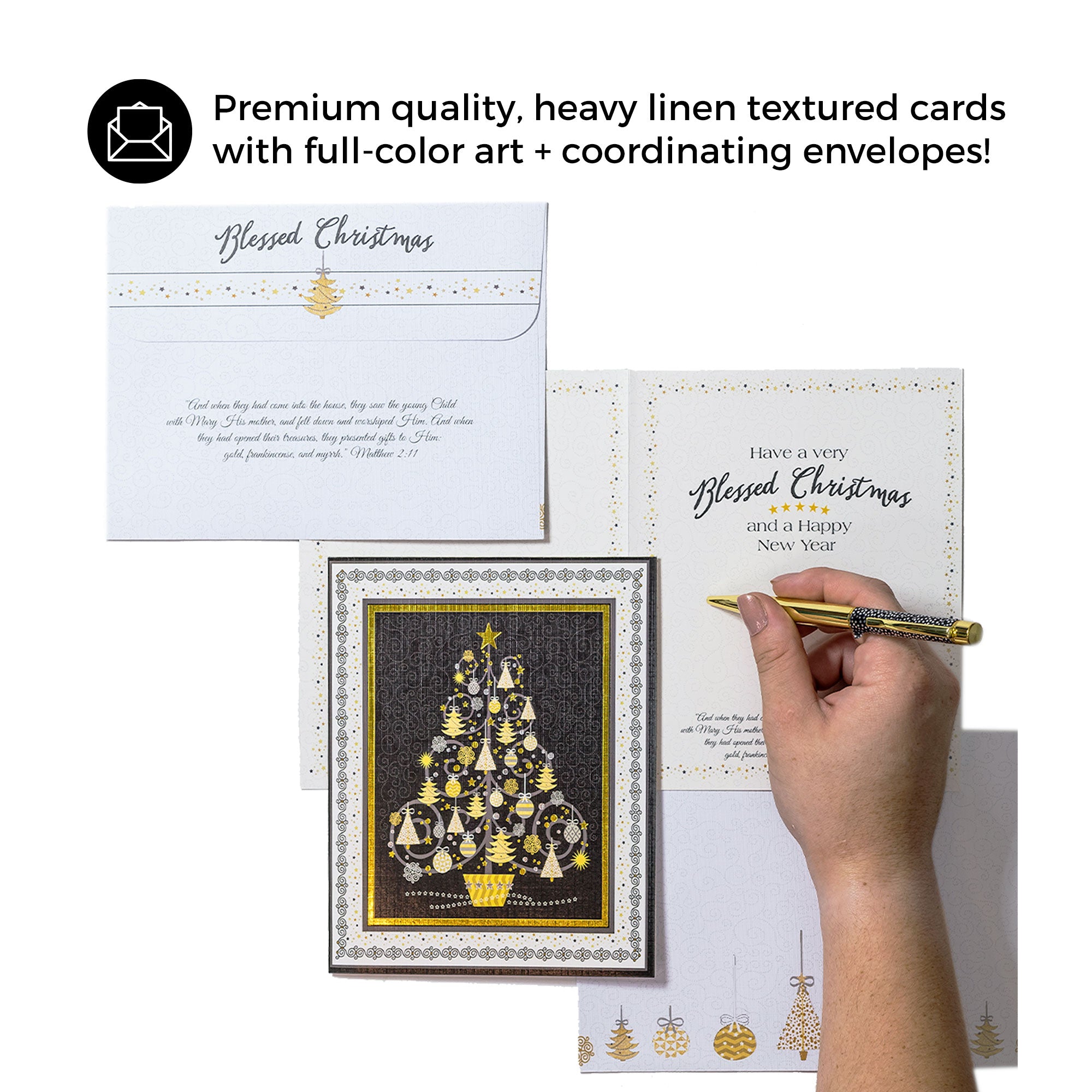 Boxed Christmas Cards: Silver And Gold Tree