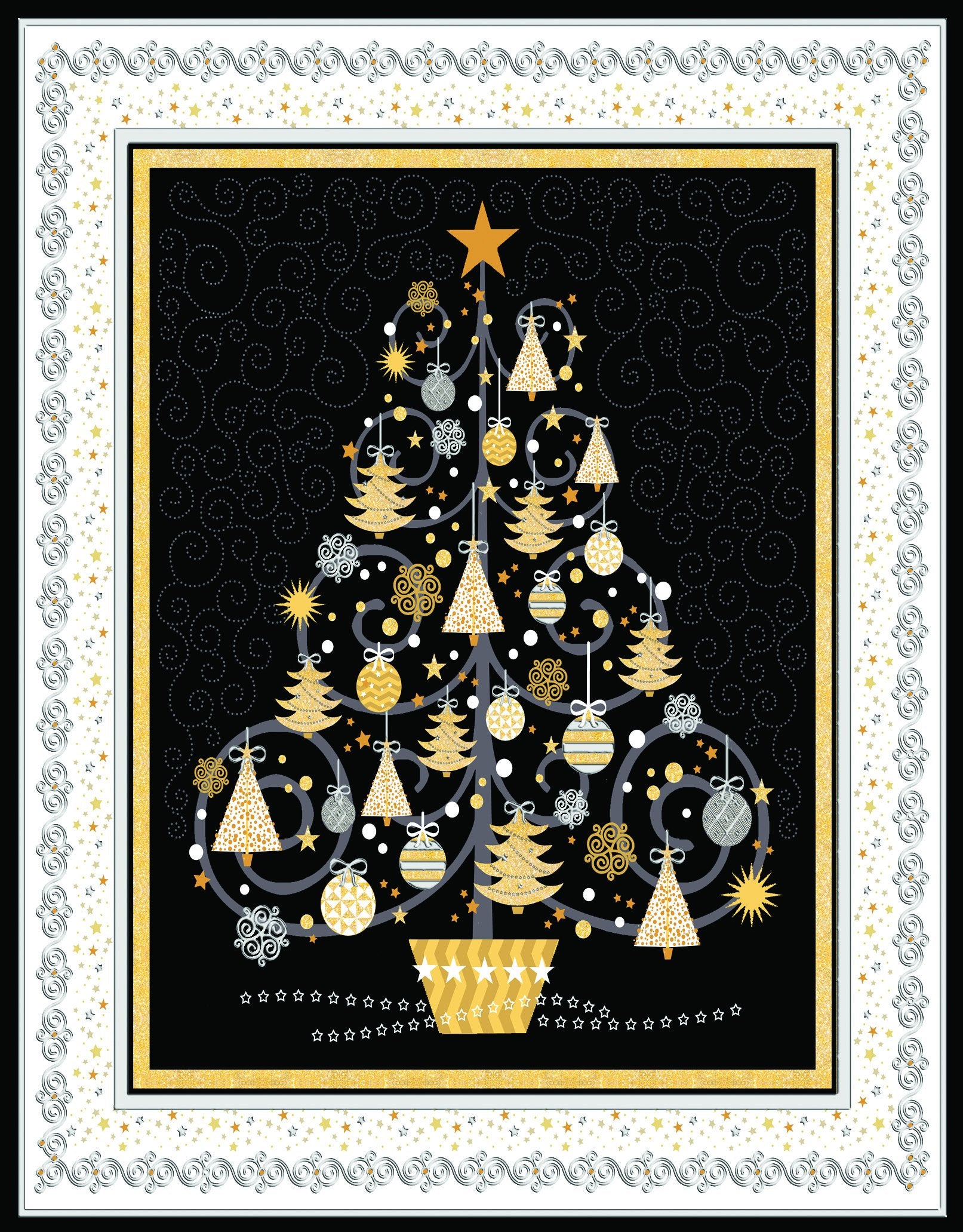 Divinity Boutique Boxed Christmas Cards: Silver And Gold Tree