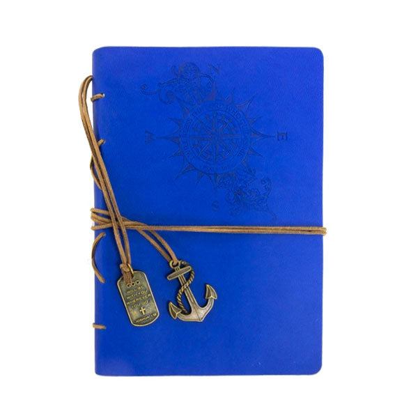 Faux Leather Journal : Leather Wrapped Royal Blue Compass