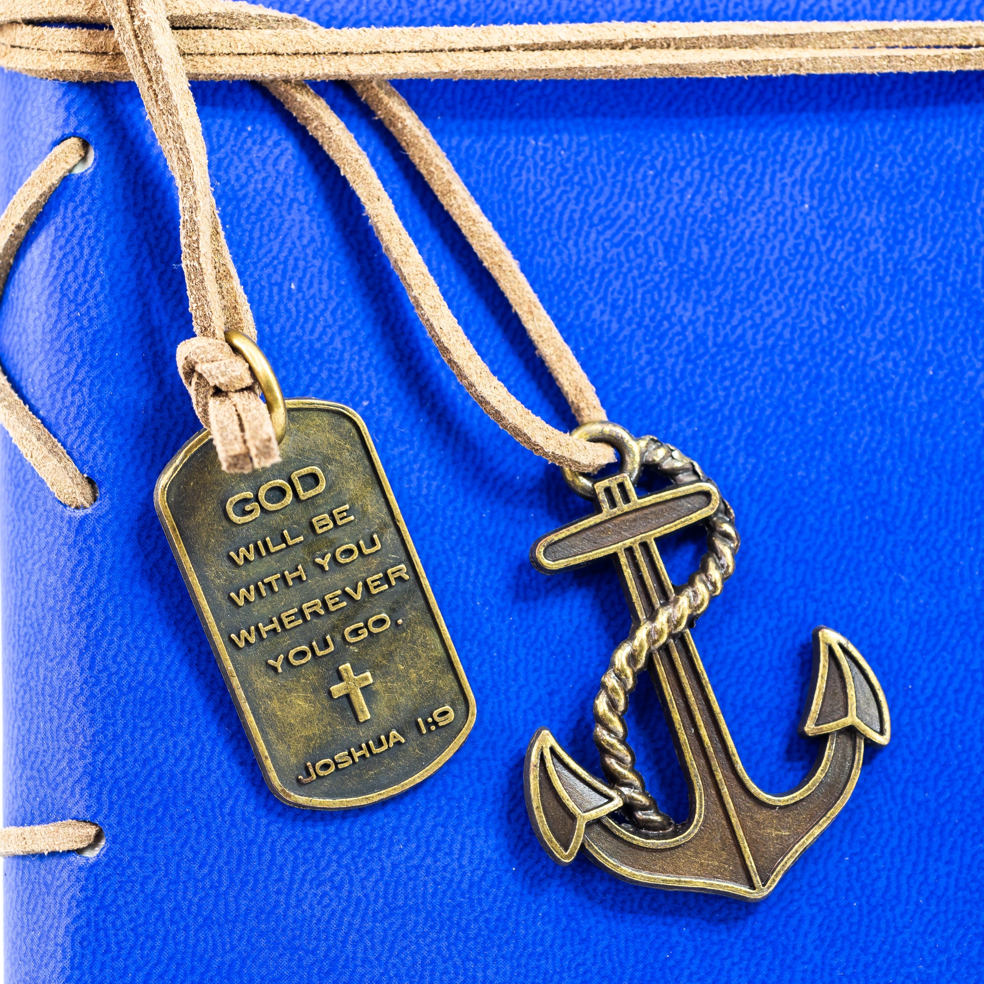 Faux Leather Journal : Leather Wrapped Royal Blue Compass