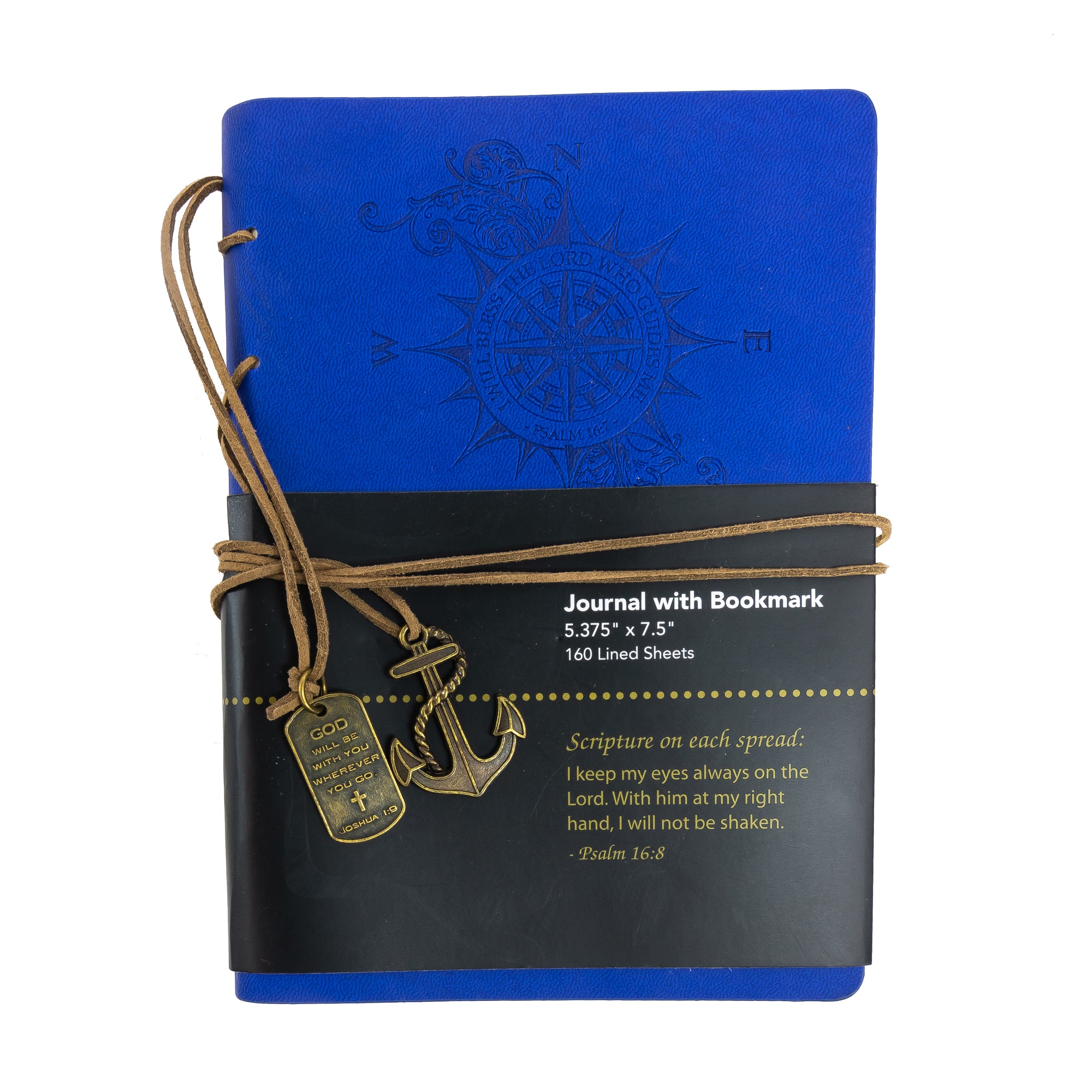 Faux Leather Journal : Leather Wrapped Royal Blue Compass