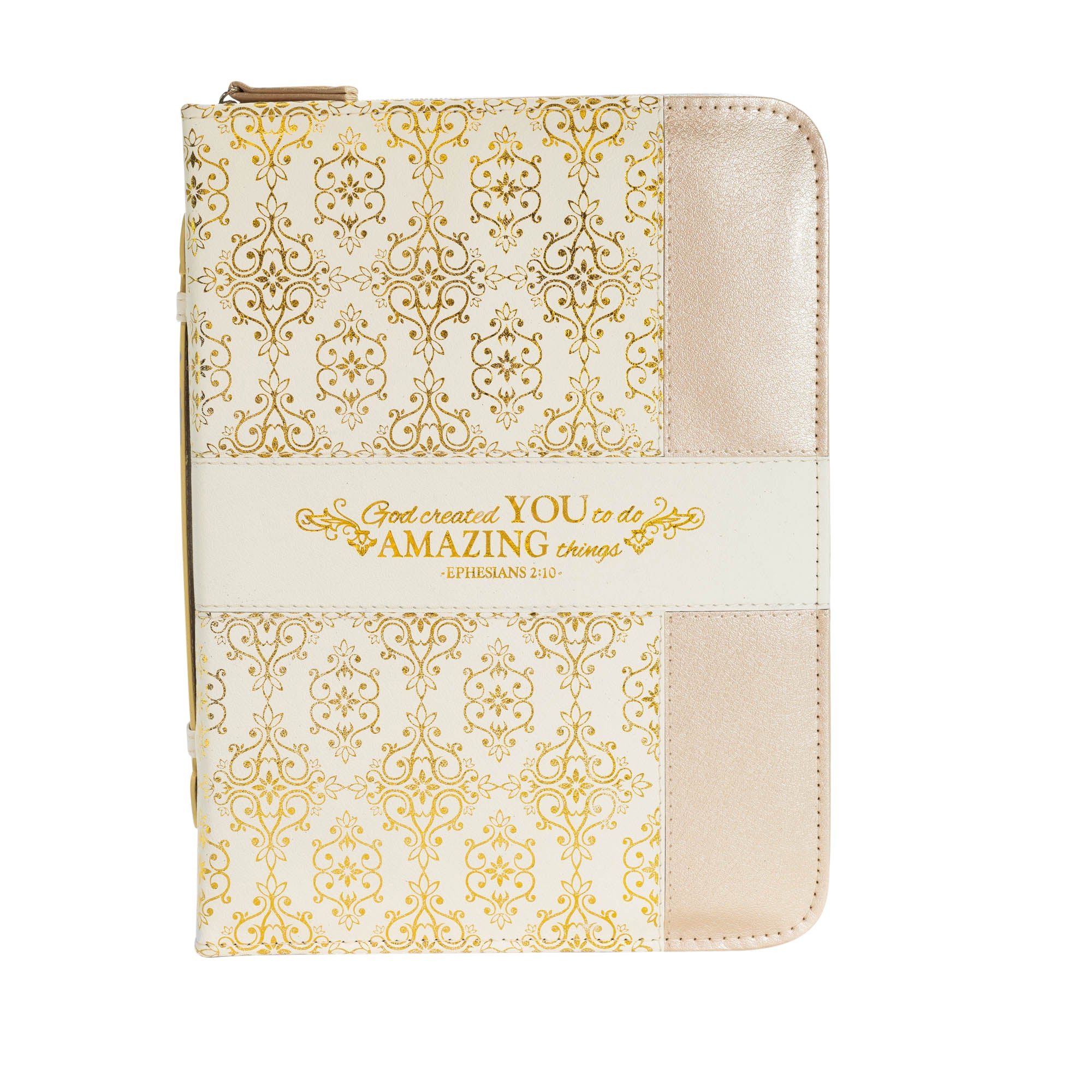 Divine Details: Bible Cover - Cream & Gold Amazing You - Ephesians 2:10