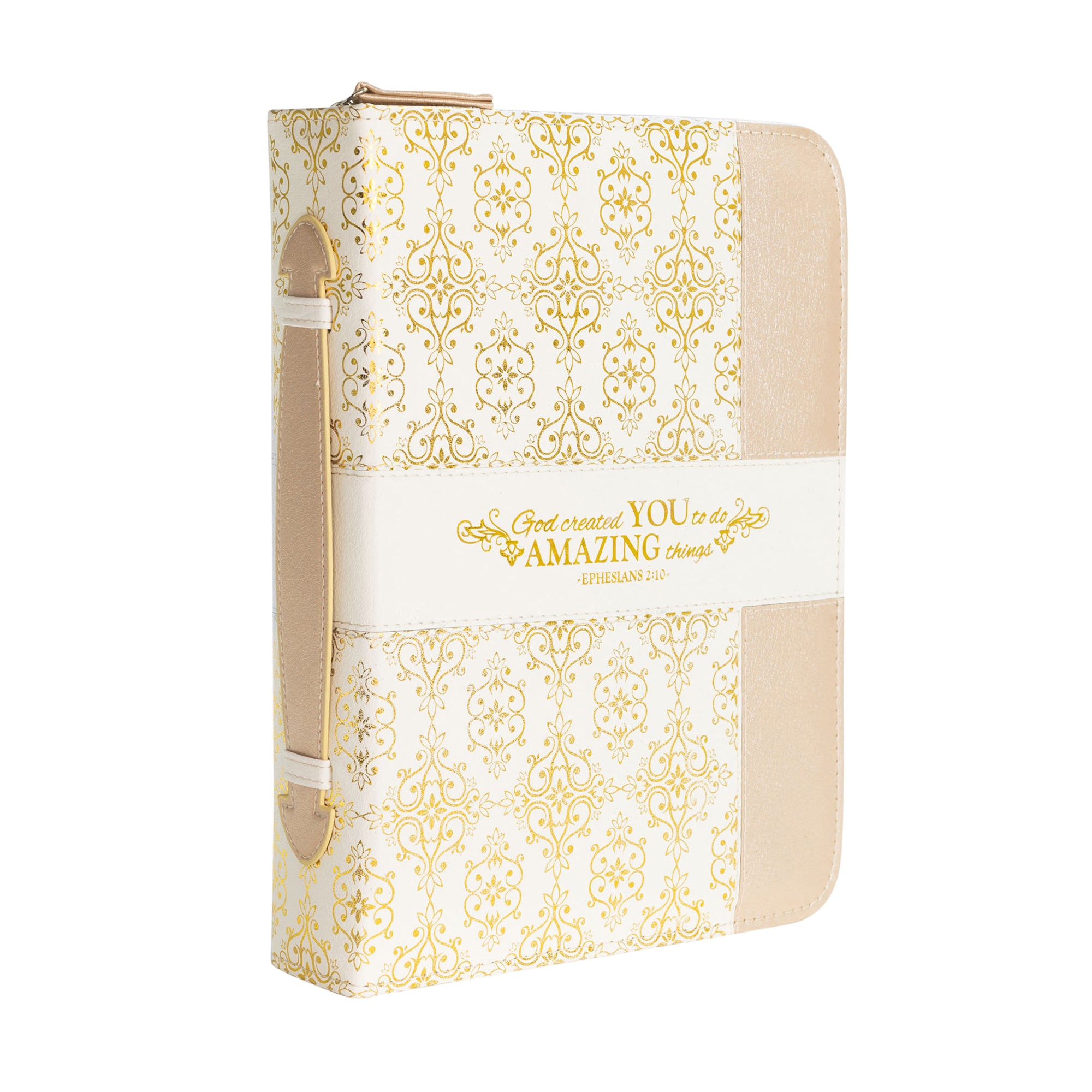 Divine Details: Bible Cover - Cream & Gold Amazing You - Ephesians 2:10