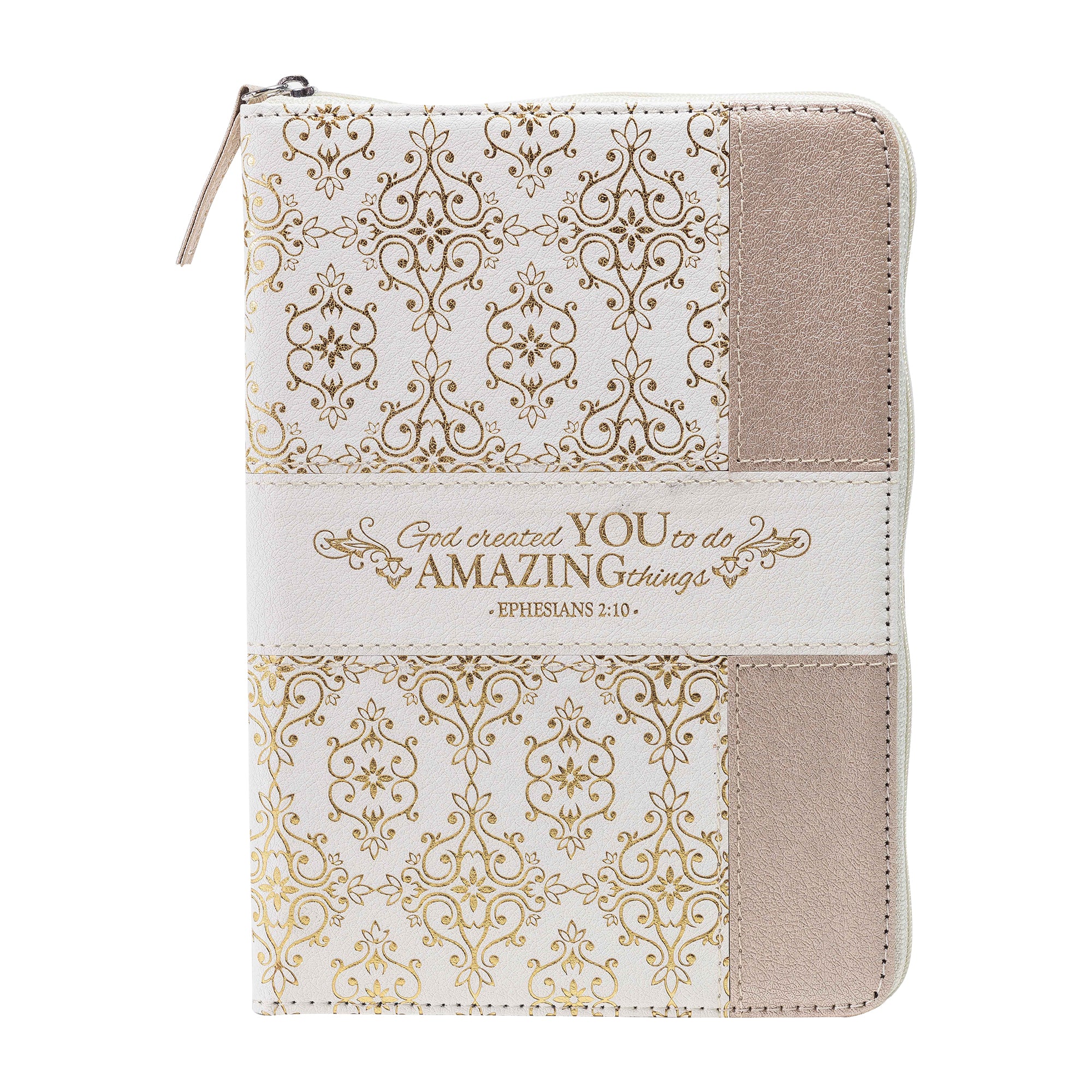 Divine Details: Zippered Journal Cream And Gold - Amazing You